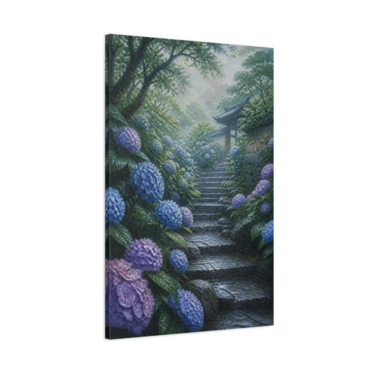 Main Mockup. Hydrangea Garden Steps shown as canvas print
