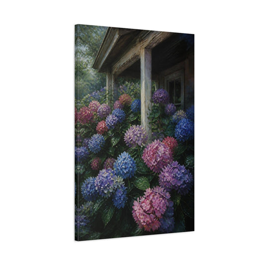 Main Mockup. Hydrangeas By Rustic Porch shown as canvas print