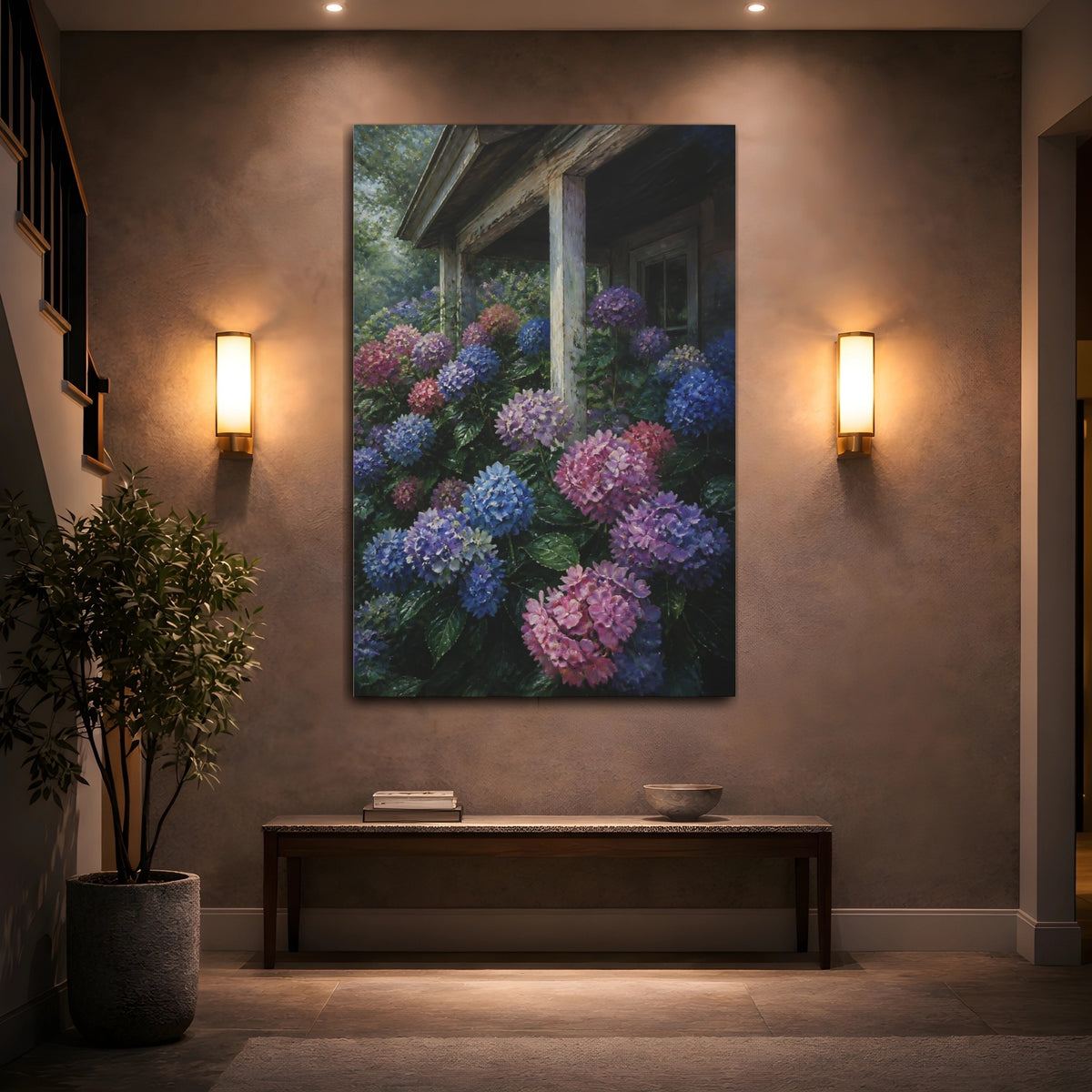 Mockup 2. Hydrangeas By Rustic Porch shown as canvas print