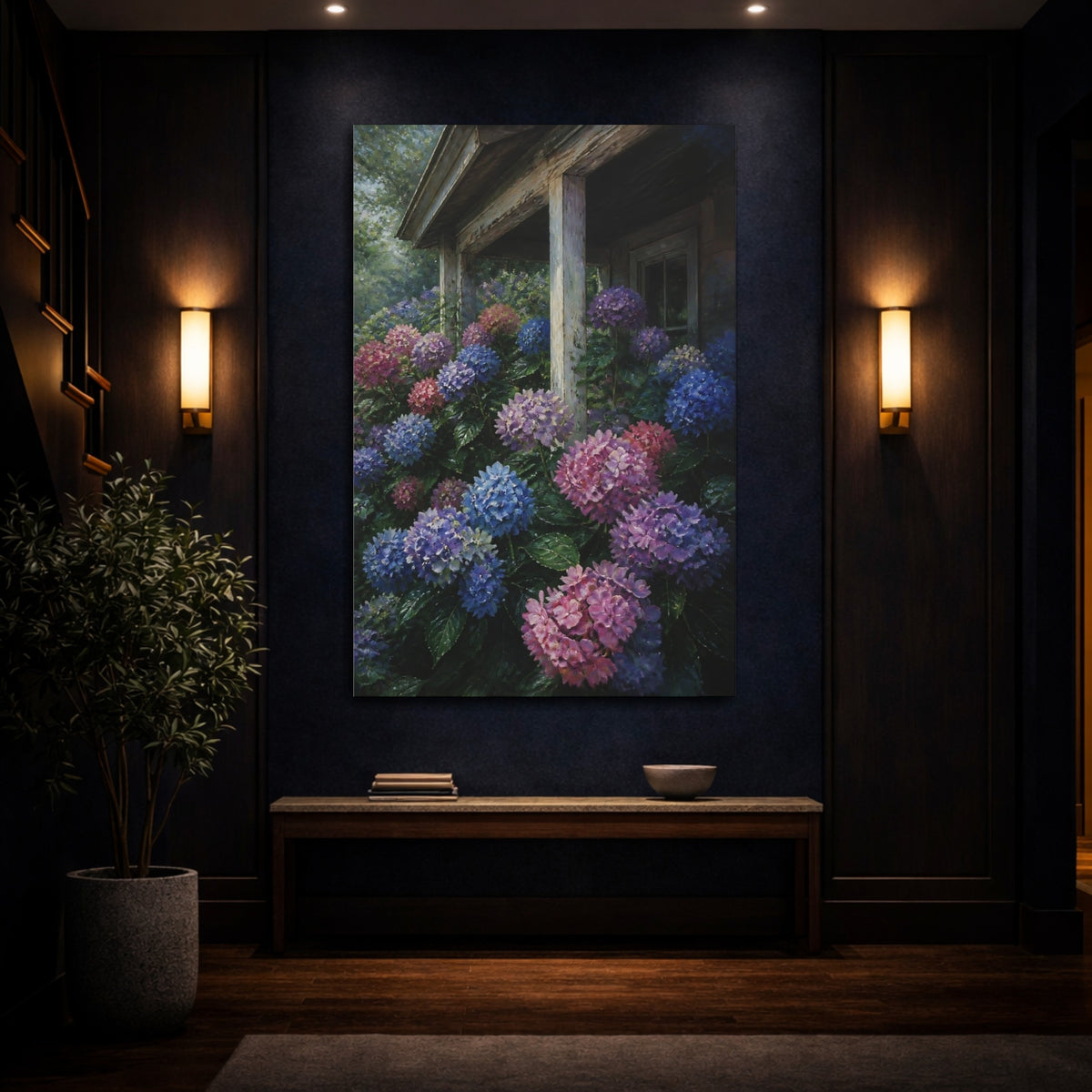 Mockup 4. Hydrangeas By Rustic Porch shown as canvas print