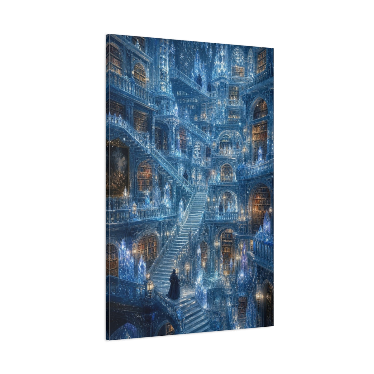 Side Mockup 1. Ice Crystal Library shown as canvas print