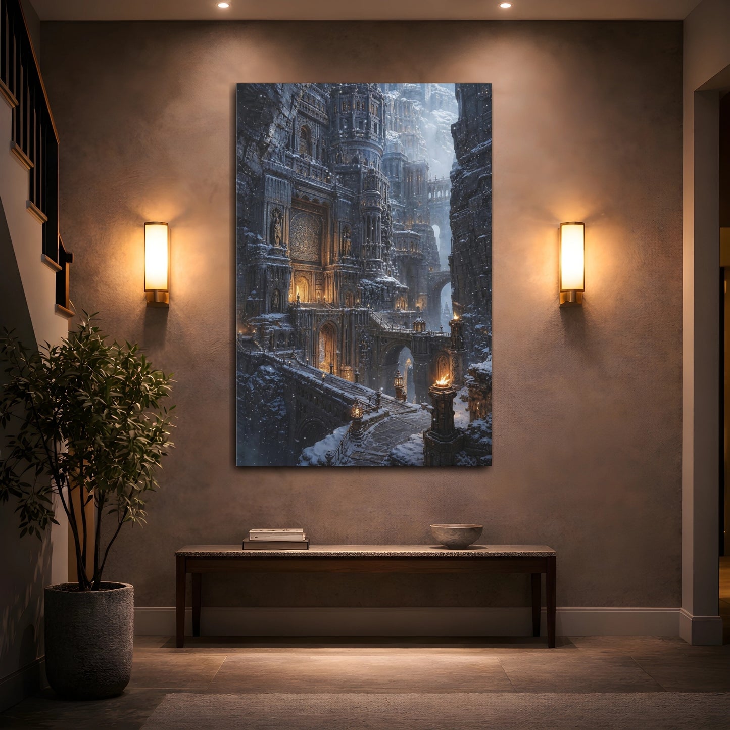 Mockup 2. Icebound Gothic Cathedral shown as canvas print