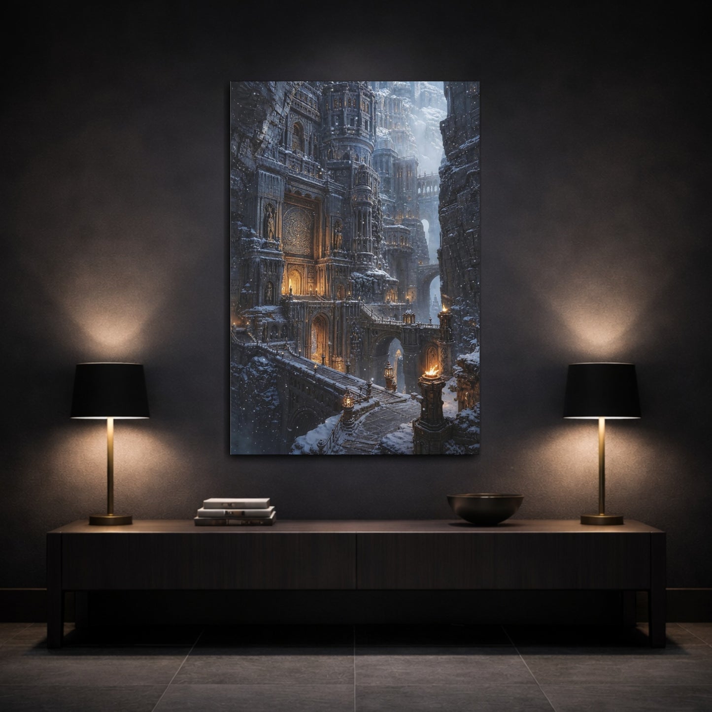 Mockup 3. Icebound Gothic Cathedral shown as canvas print