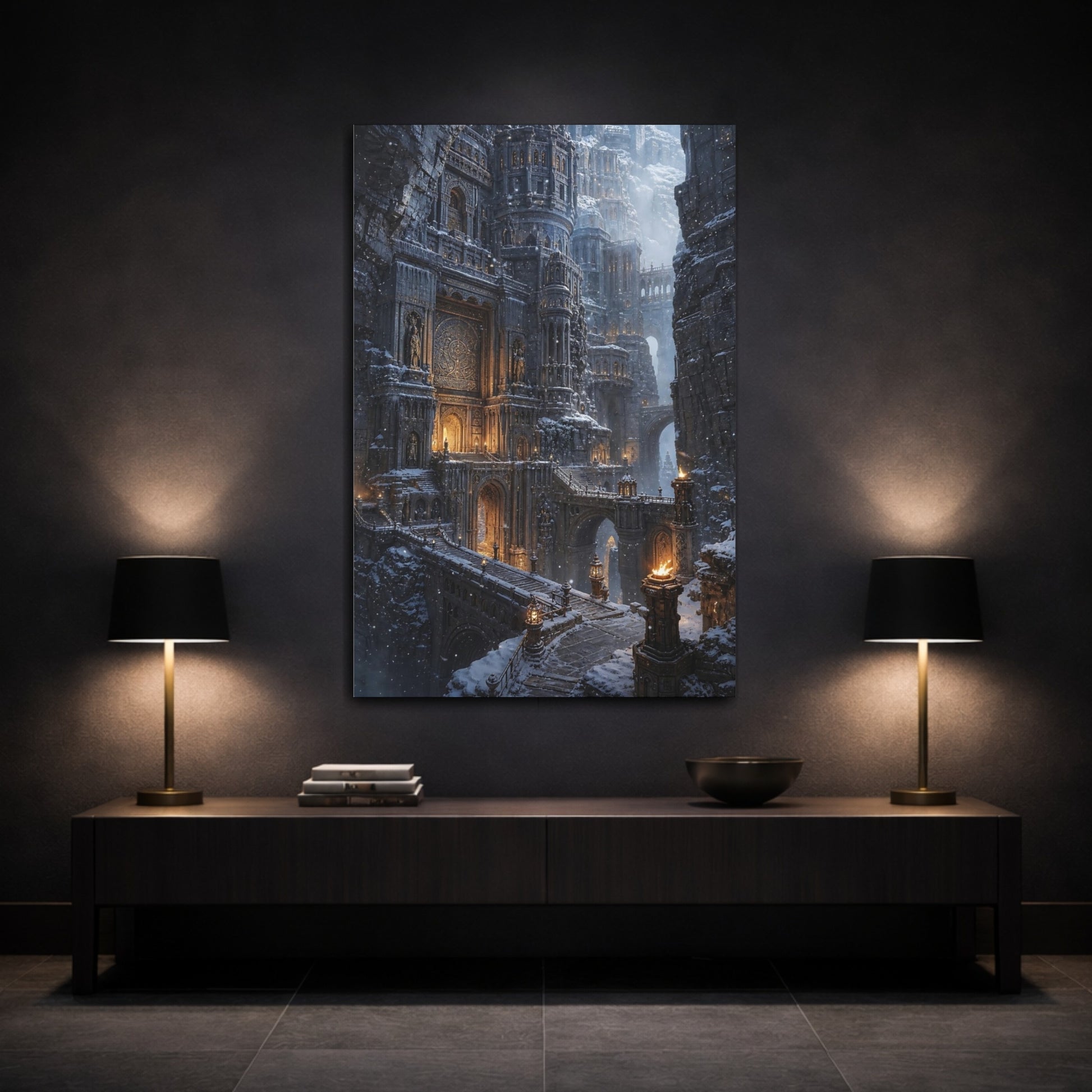Mockup 3. Icebound Gothic Cathedral shown as canvas print