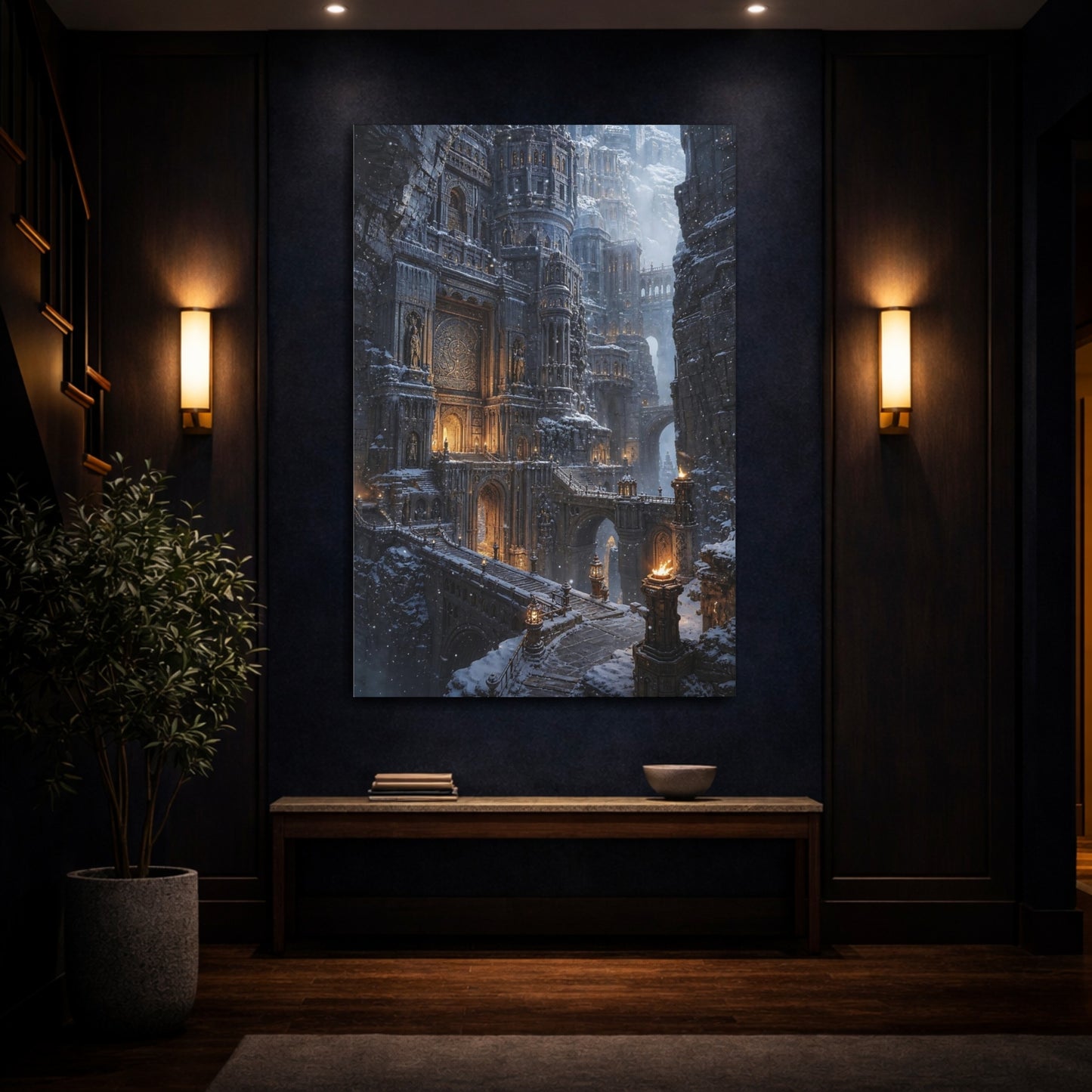 Mockup 4. Icebound Gothic Cathedral shown as canvas print