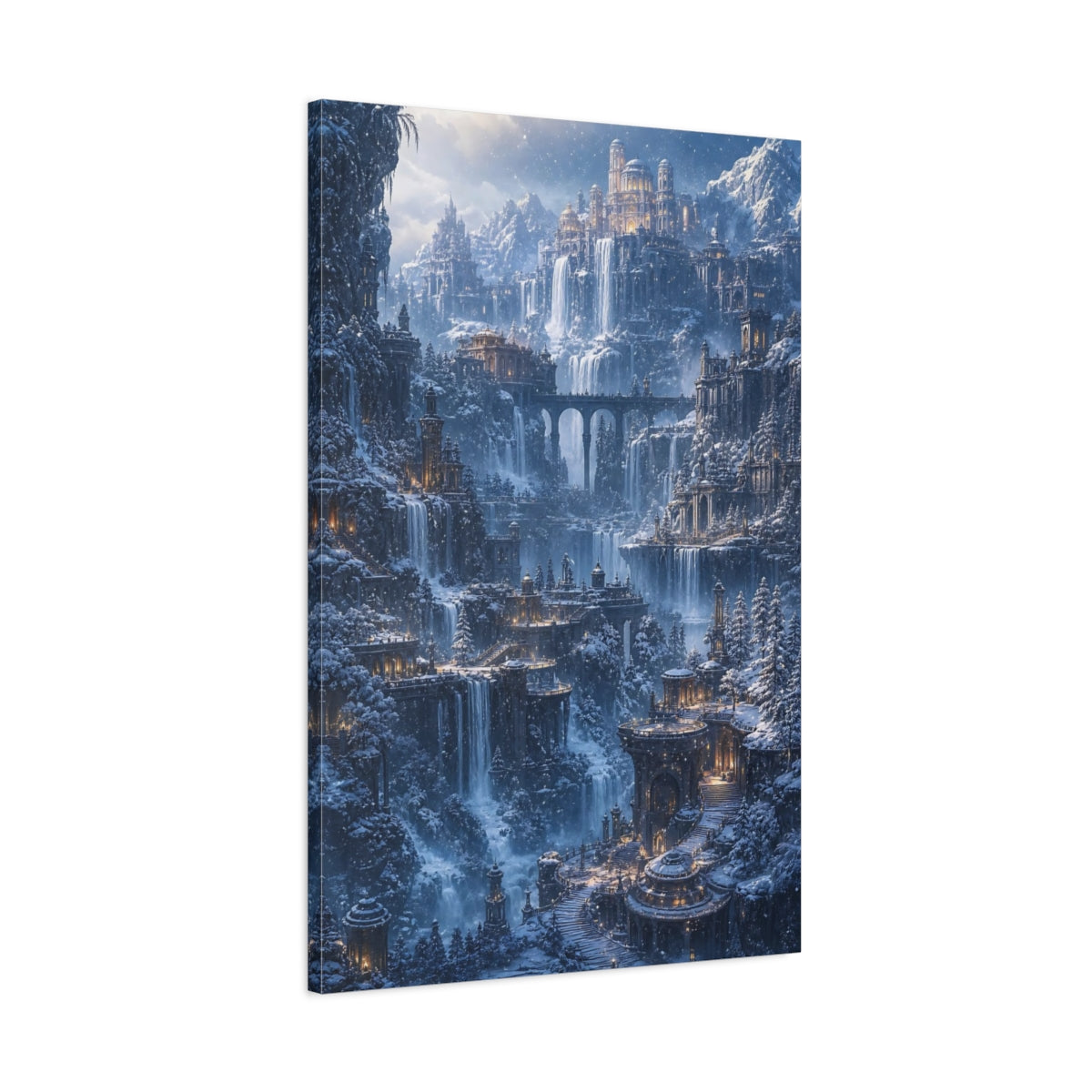Main Mockup. Icy Mountain Citadel shown as canvas print