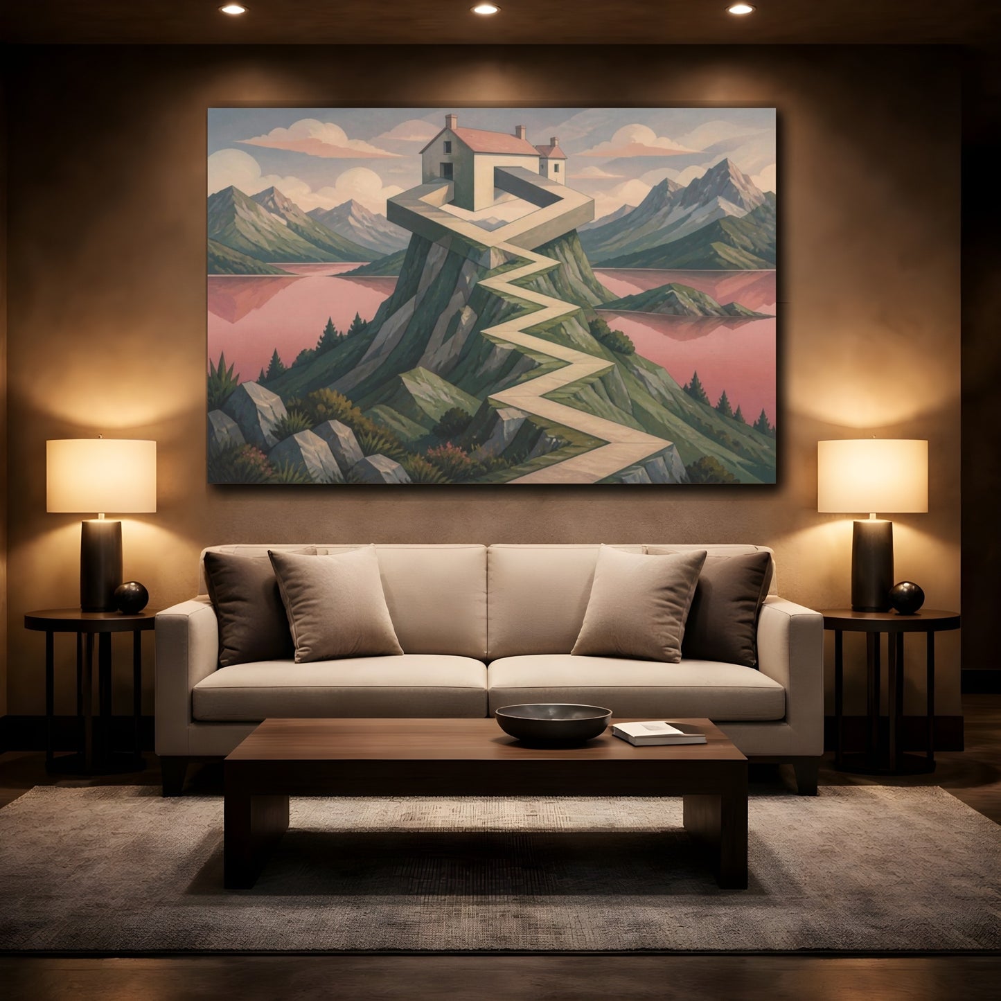 Mockup 2. Illusion House On Sage Peak shown as canvas print