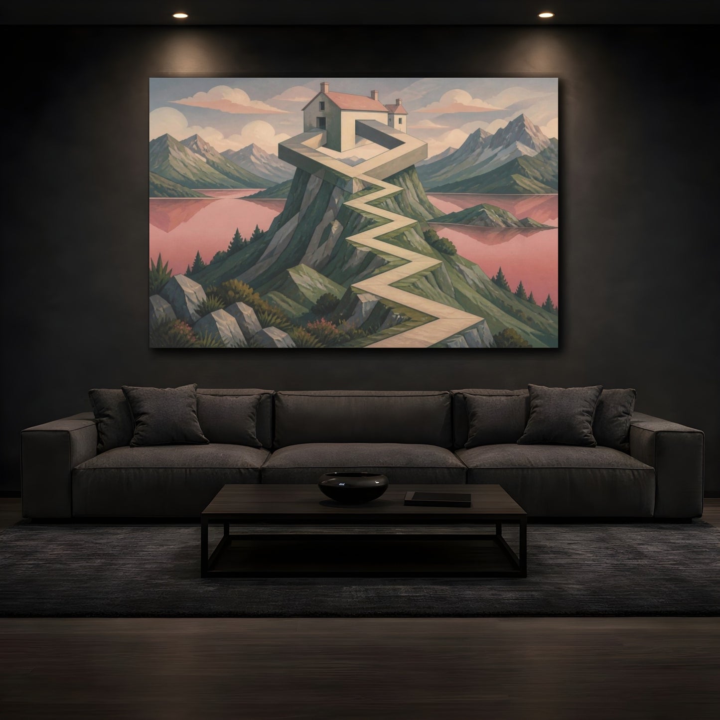 Mockup 3. Illusion House On Sage Peak shown as canvas print