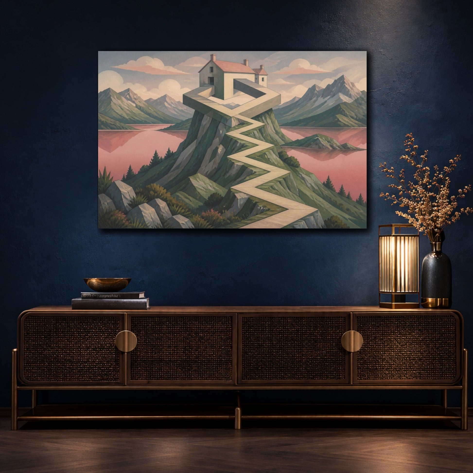 Mockup 4. Illusion House On Sage Peak shown as canvas print