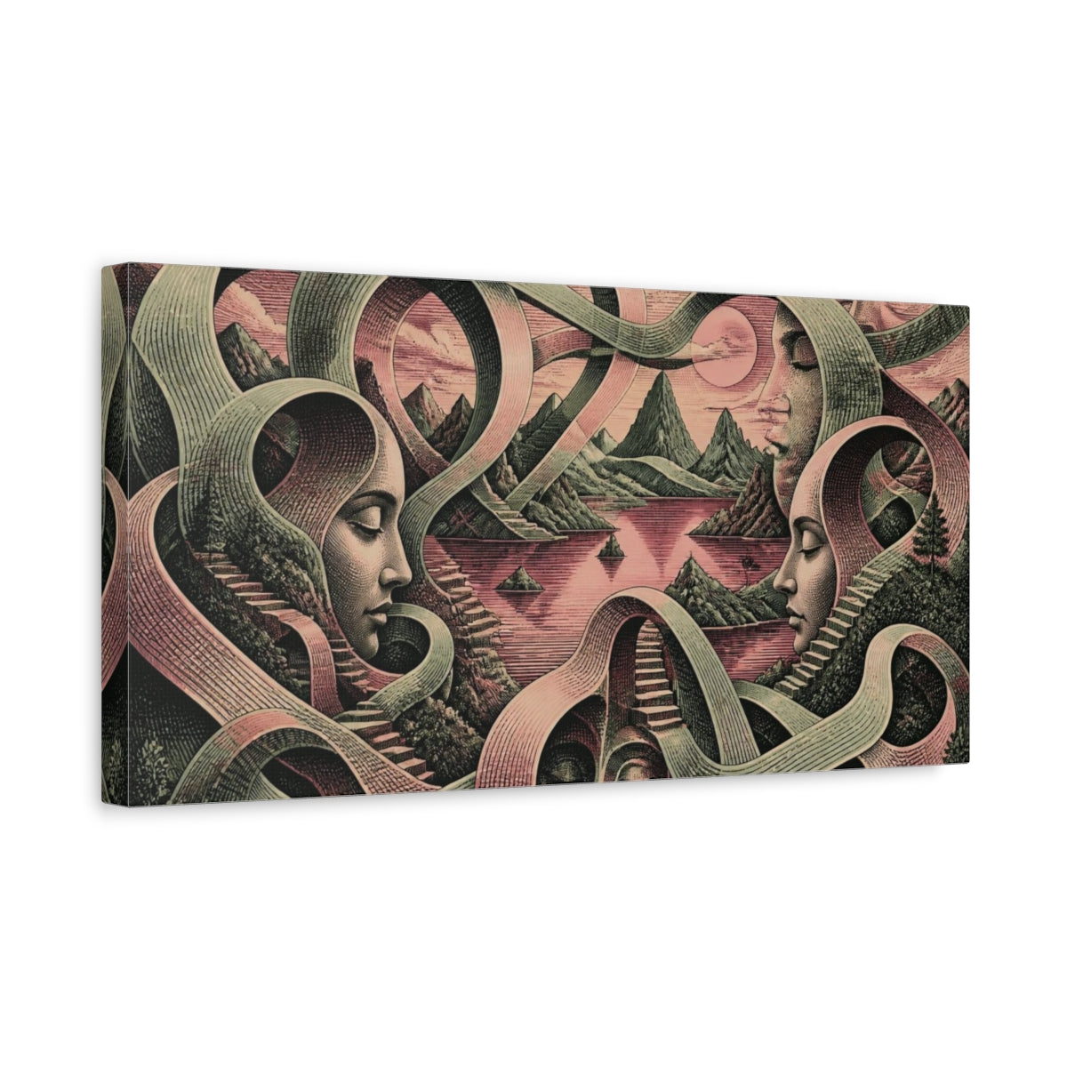 Side Mockup 3. Illusion Of Faces shown as canvas print