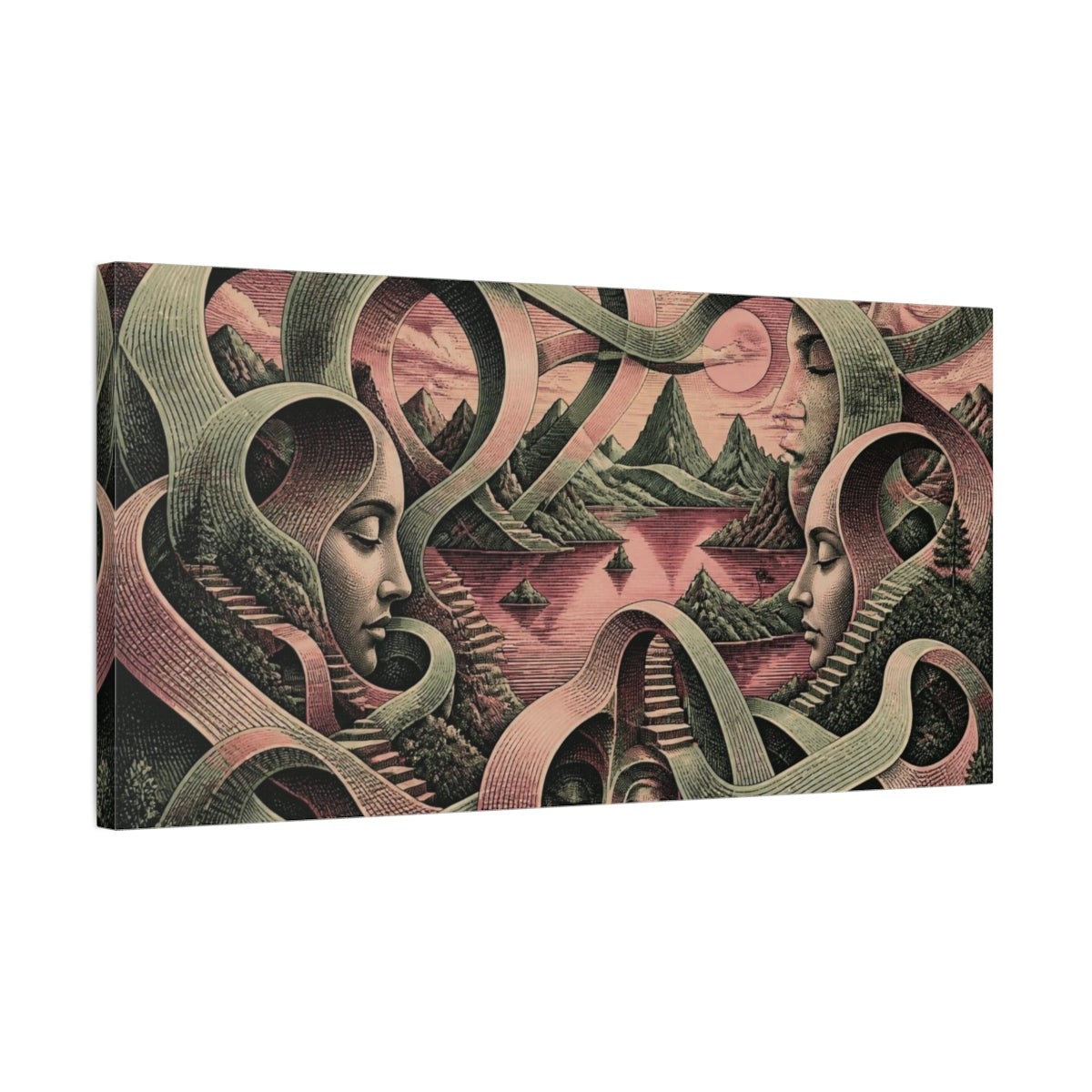 Side Mockup 1. Illusion Of Faces shown as canvas print