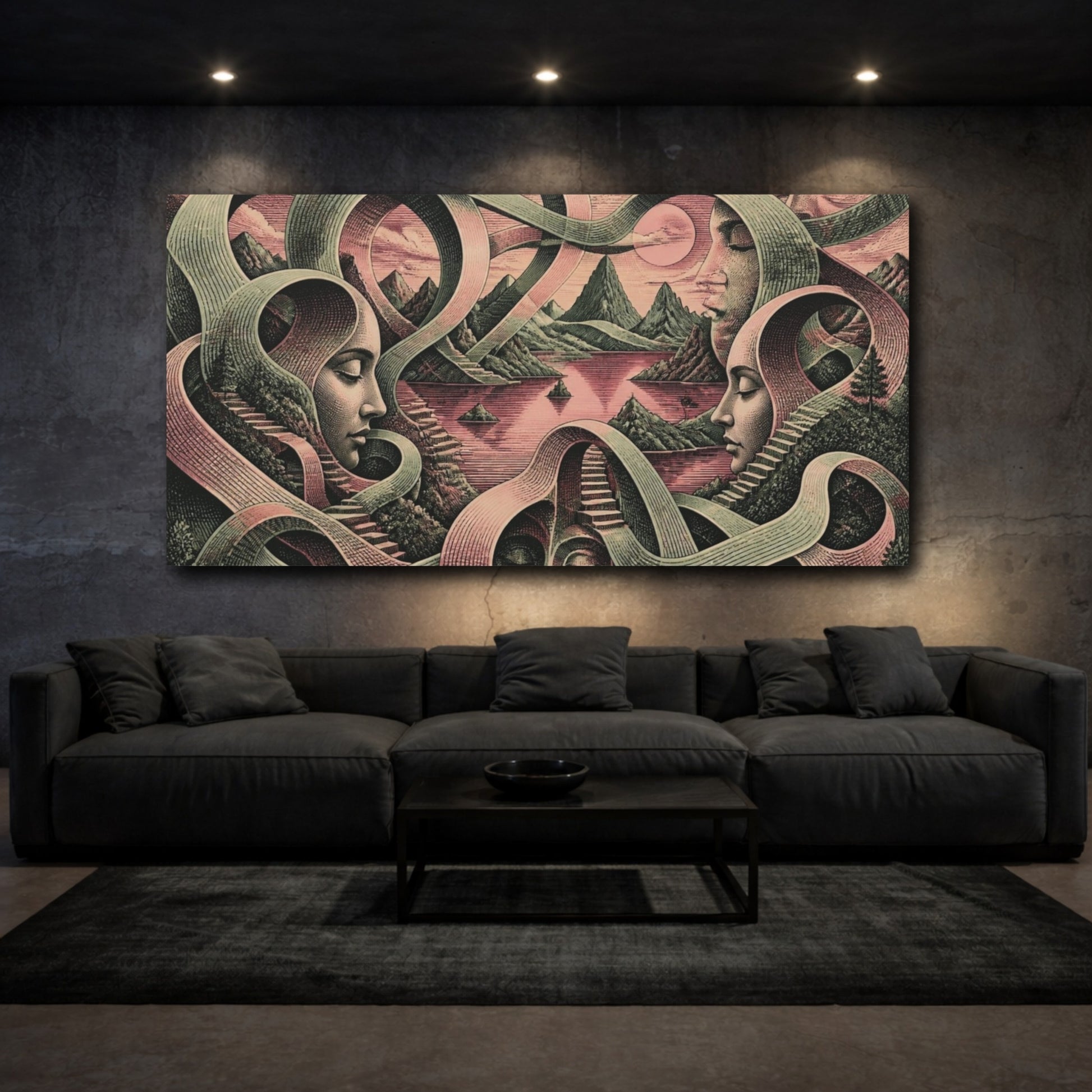 Mockup 3. Illusion Of Faces shown as canvas print