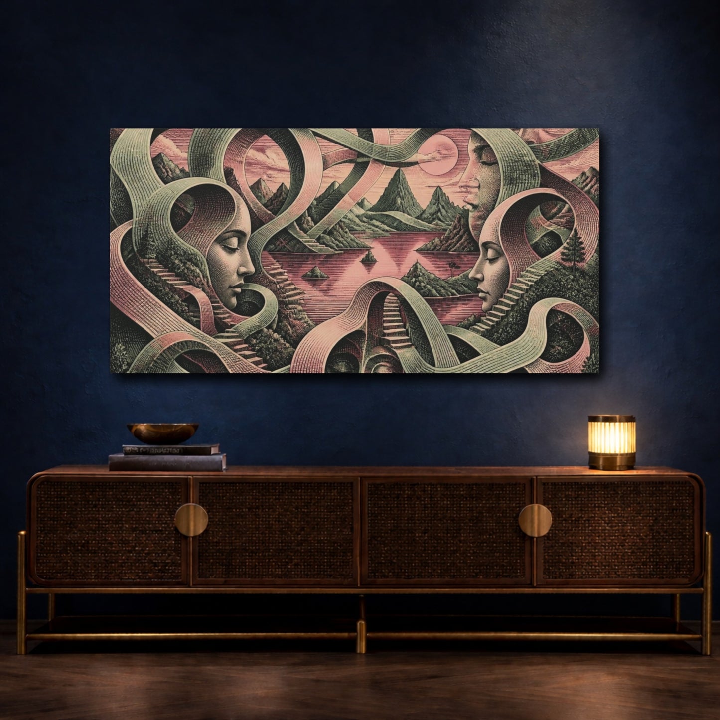 Mockup 4. Illusion Of Faces shown as canvas print