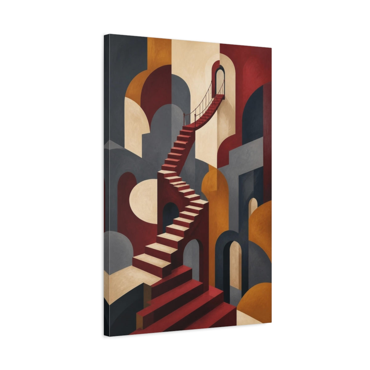 Side Mockup 2. Illusion Staircase shown as canvas print