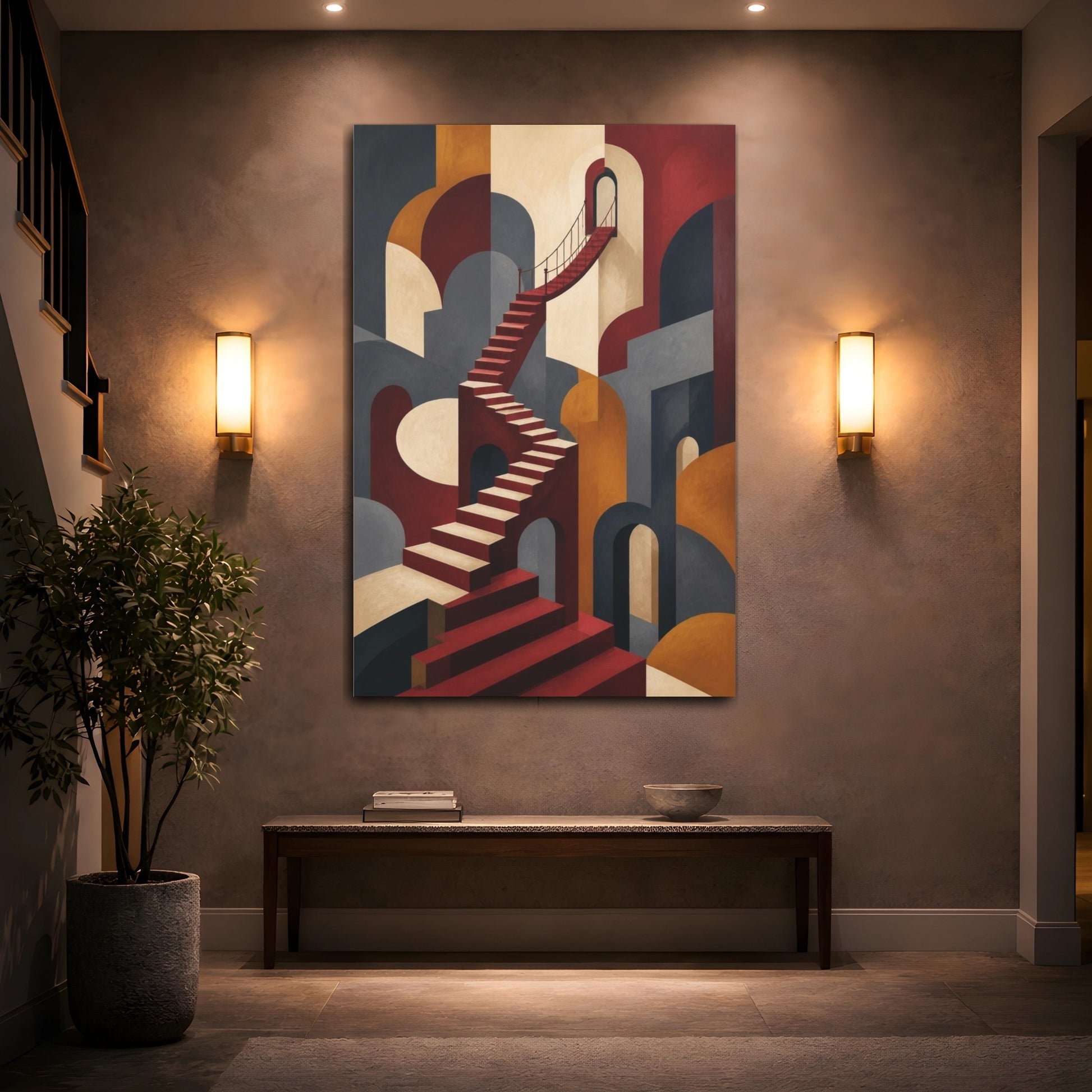 Mockup 2. Illusion Staircase shown as canvas print