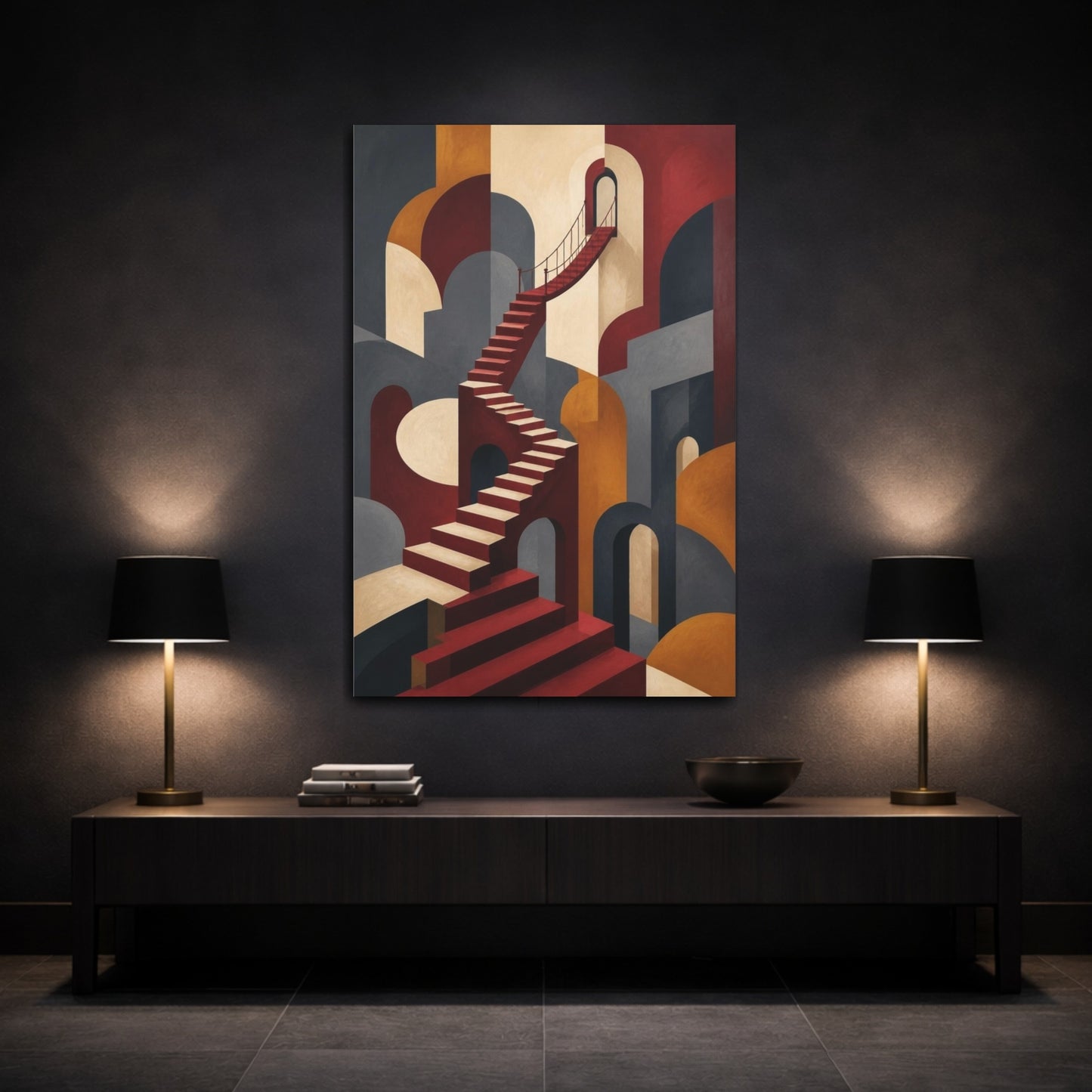 Mockup 3. Illusion Staircase shown as canvas print