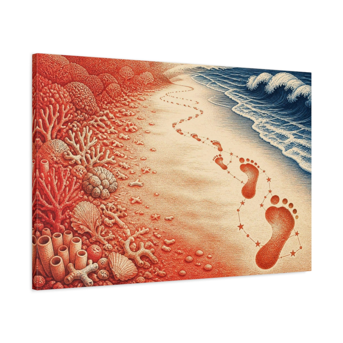 Main Mockup. Illusory Footprints shown as canvas print