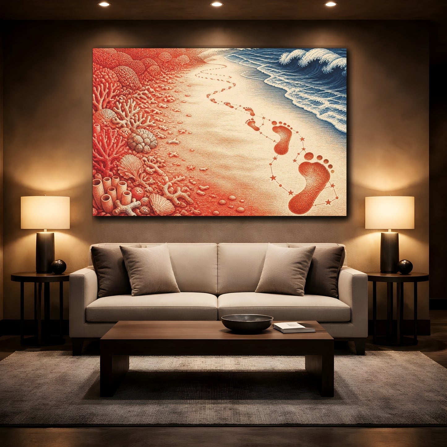 Mockup 2. Illusory Footprints shown as canvas print