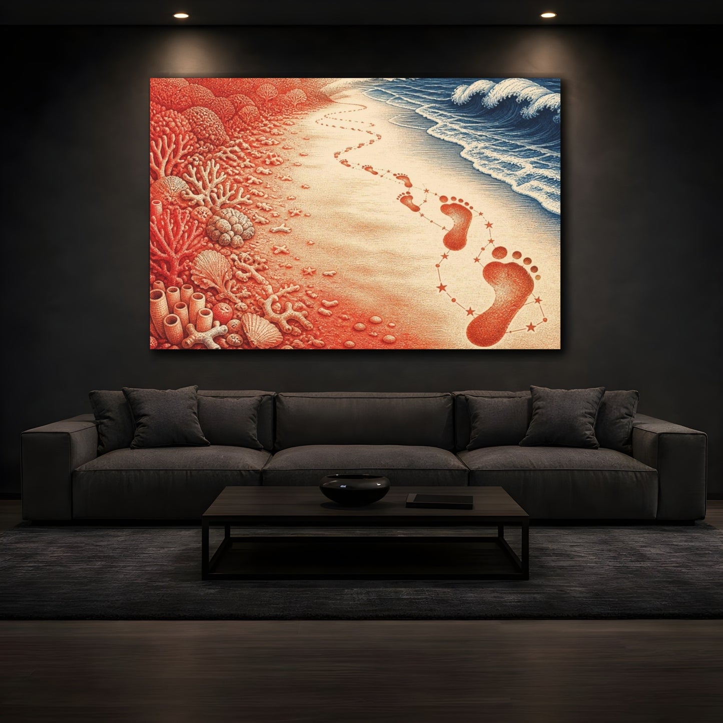 Mockup 3. Illusory Footprints shown as canvas print