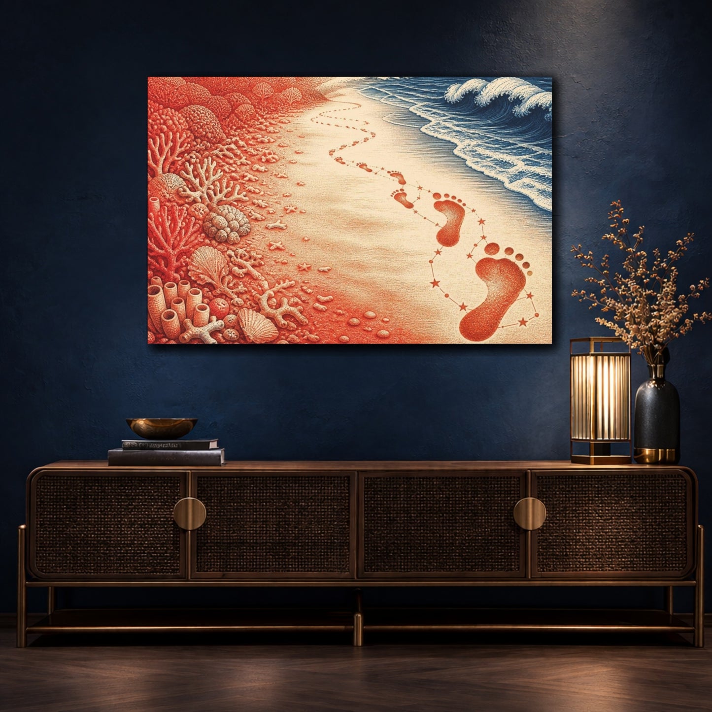 Mockup 4. Illusory Footprints shown as canvas print