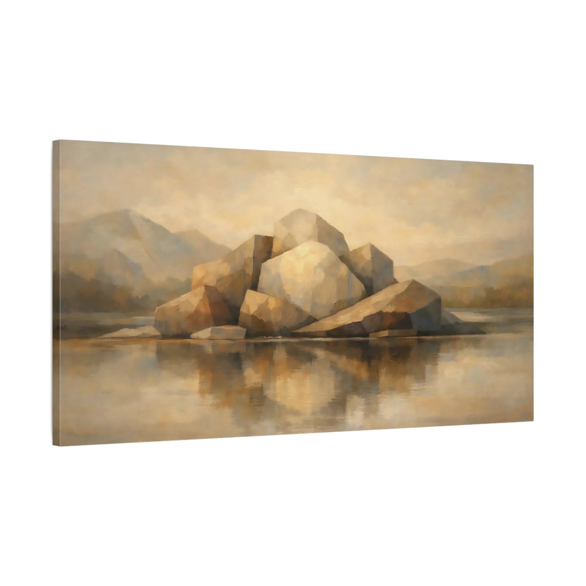 Side Mockup 1. Nature Rock Formation Earthy Tones shown as stretched canvas wall art