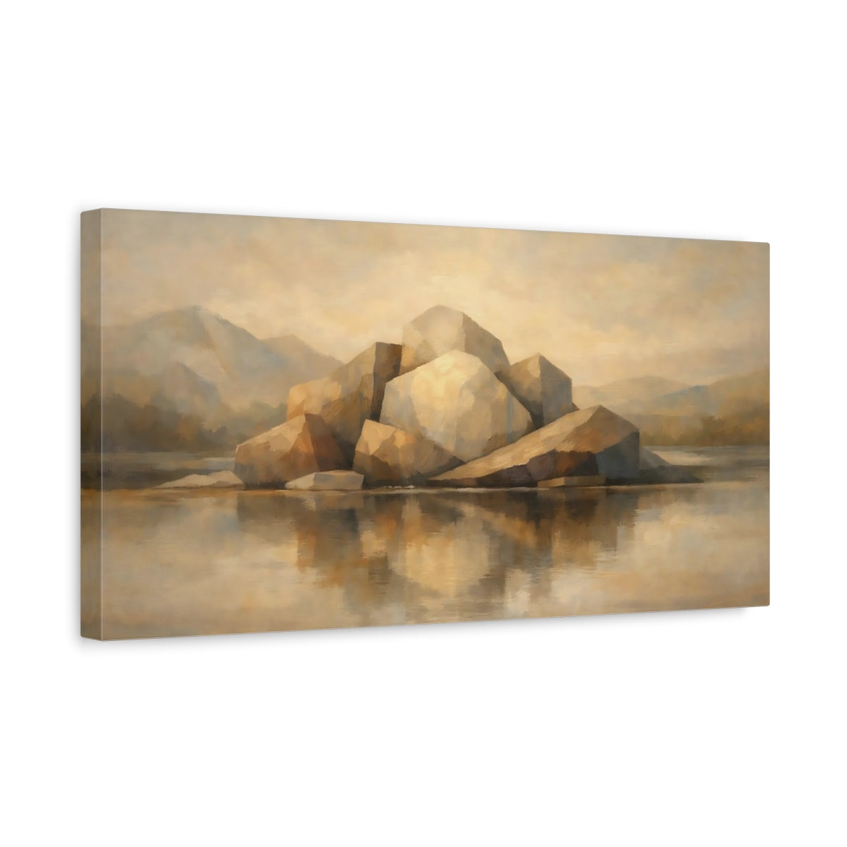 Side Mockup 3. Nature Rock Formation Earthy Tones shown as stretched canvas wall art