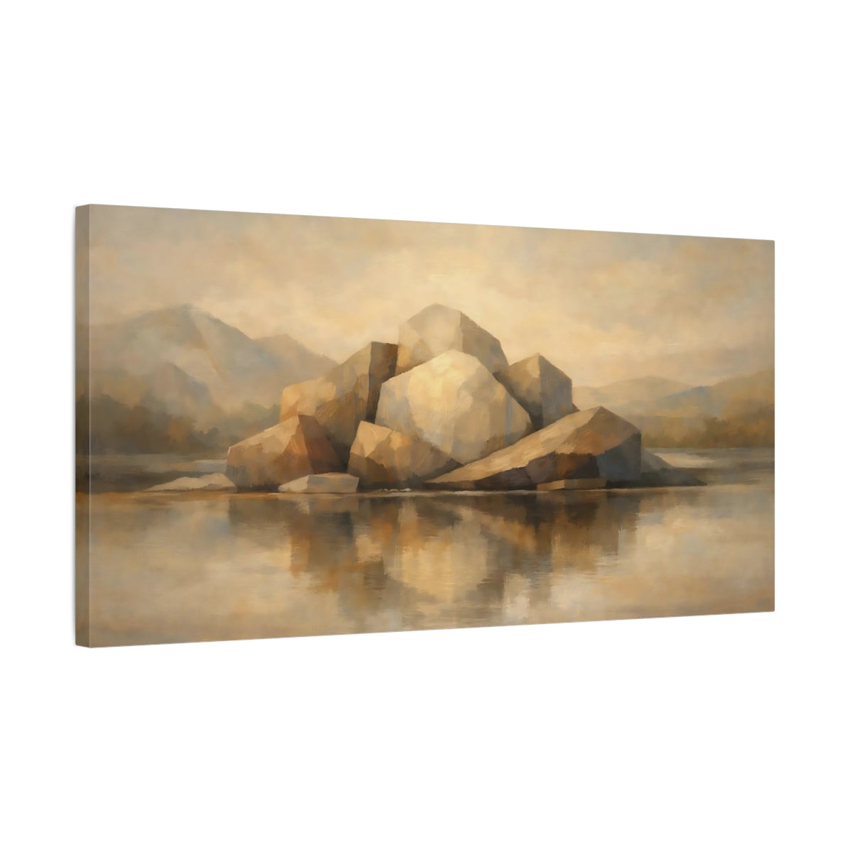 Side Mockup 2. Nature Rock Formation Earthy Tones shown as stretched canvas wall art