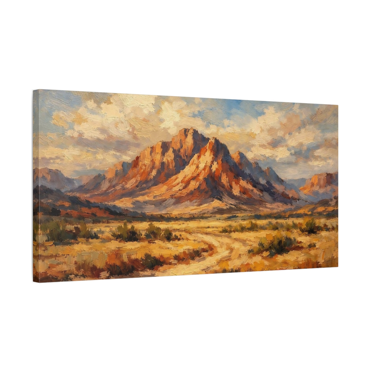 Side Mockup 2. Nature Desert Mountain Warm Desert shown as stretched canvas wall art
