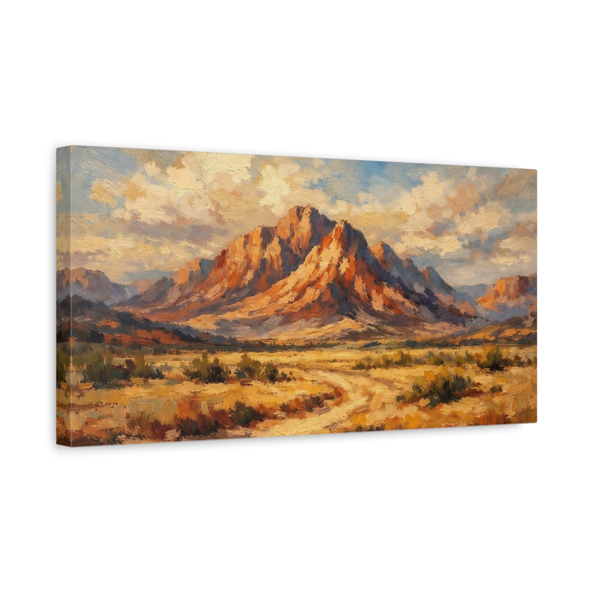 Side Mockup 3. Nature Desert Mountain Warm Desert shown as stretched canvas wall art