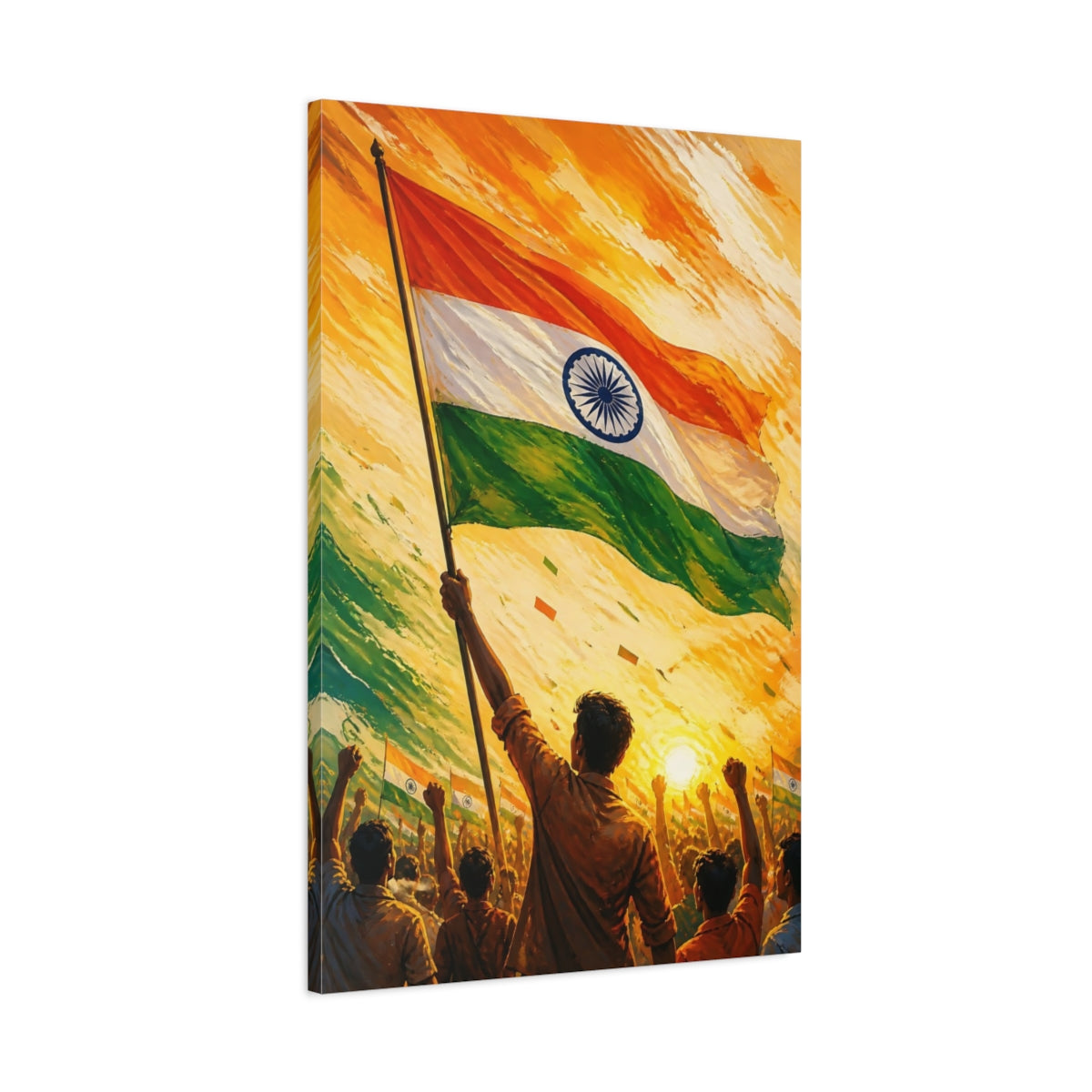 Main Mockup. Indian Flag Rising shown as canvas print