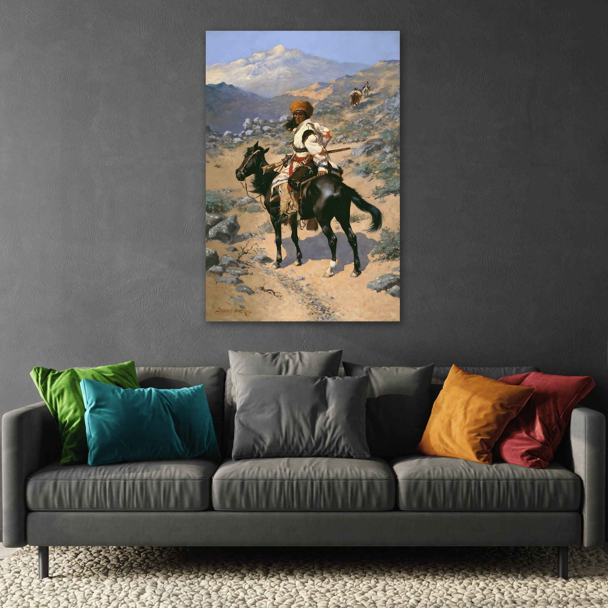 Indian Trapper Canvas Wall Art Print - Frederic Remington Reproduction