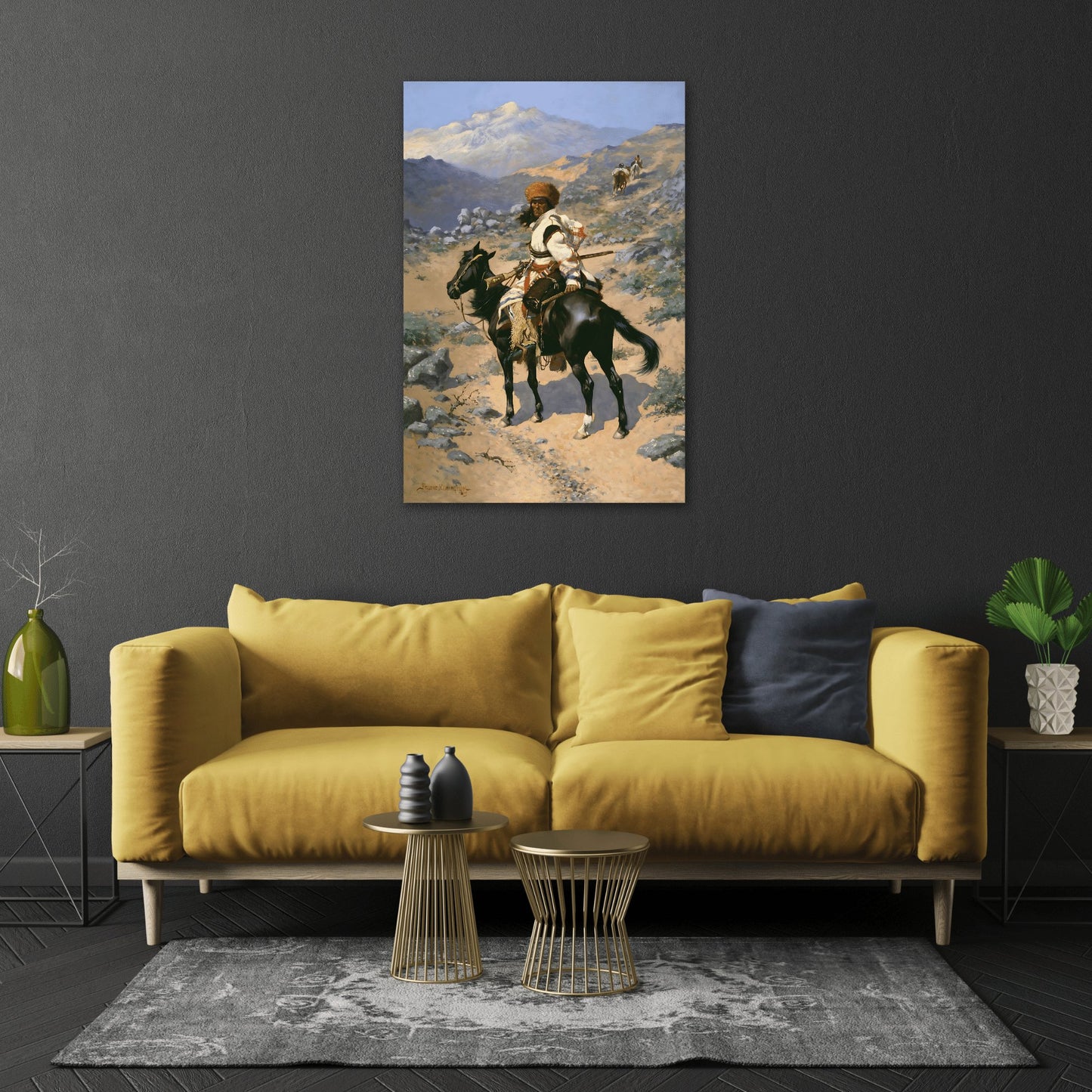 Indian Trapper Canvas Wall Art Print - Frederic Remington Reproduction