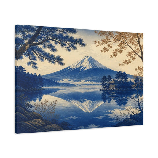 Main Mockup. Indigo Fuji Reflection shown as canvas print