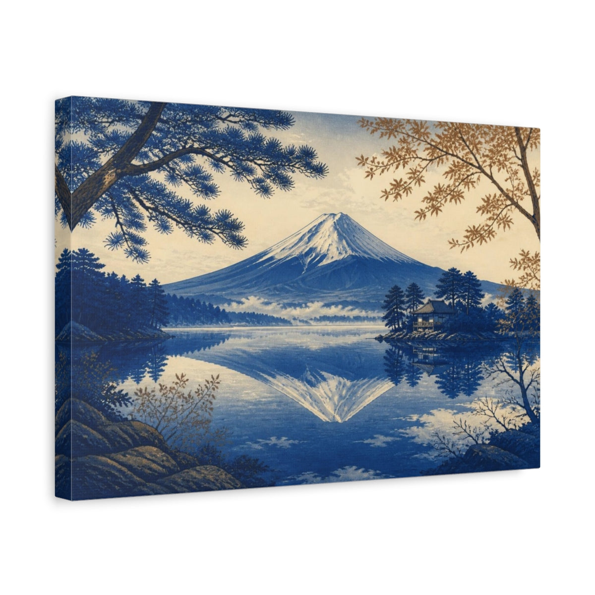Side Mockup 4. Indigo Fuji Reflection shown as canvas print