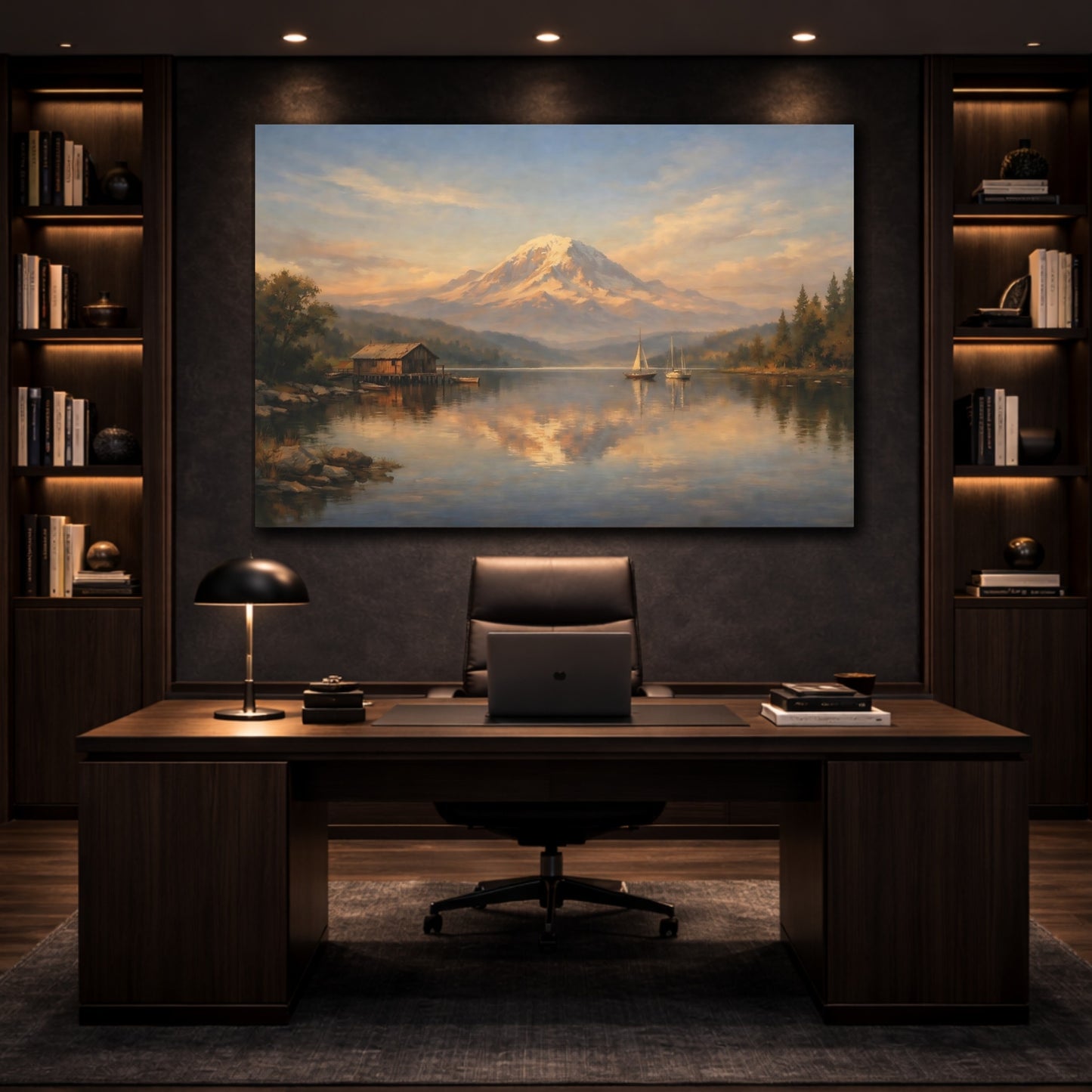 Mockup 4. Interior Style High Contrast Repetition Lines shown as stretched canvas wall art