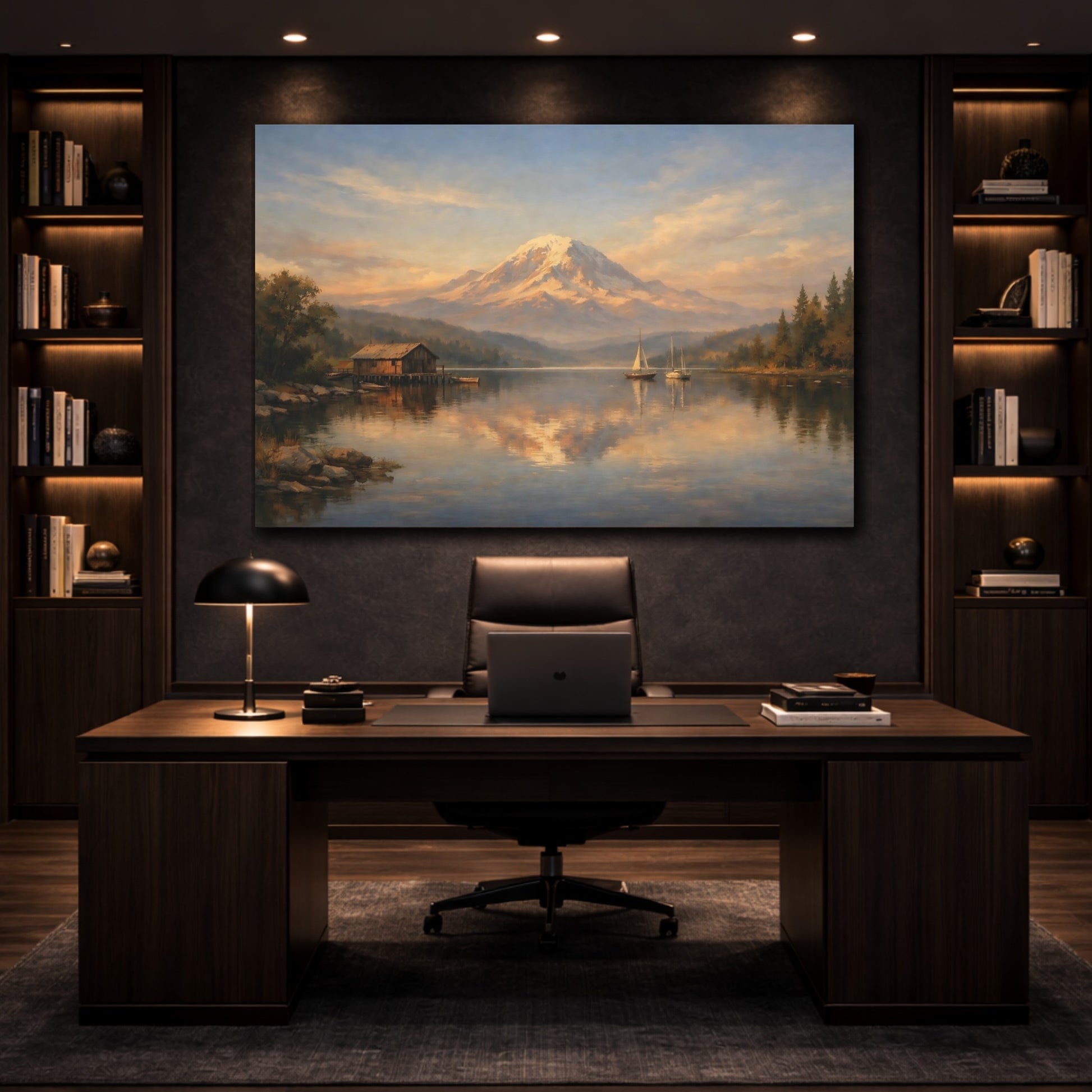 Mockup 4. Interior Style High Contrast Repetition Lines shown as stretched canvas wall art