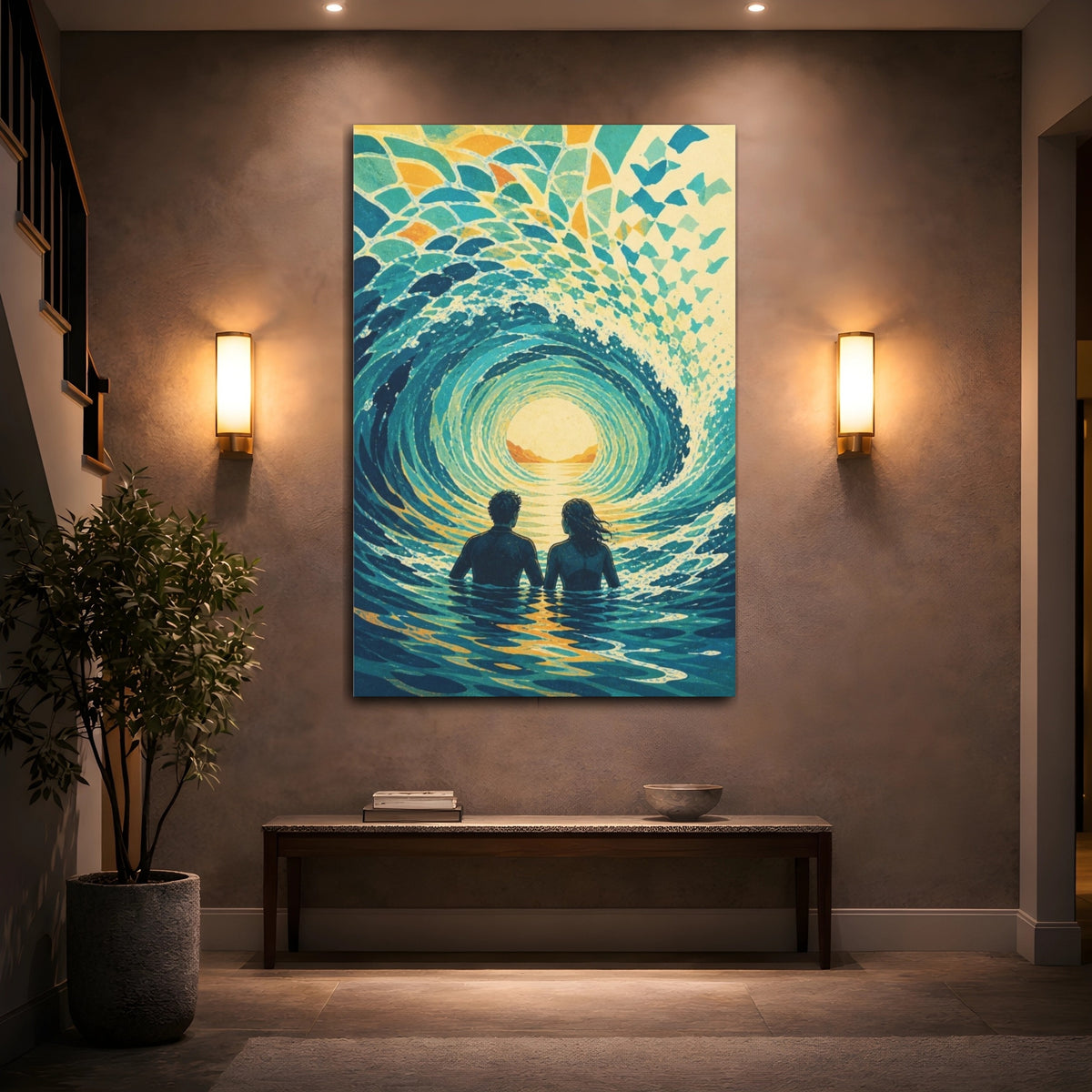 Mockup 2. Into The Ocean Tunnel shown as canvas print
