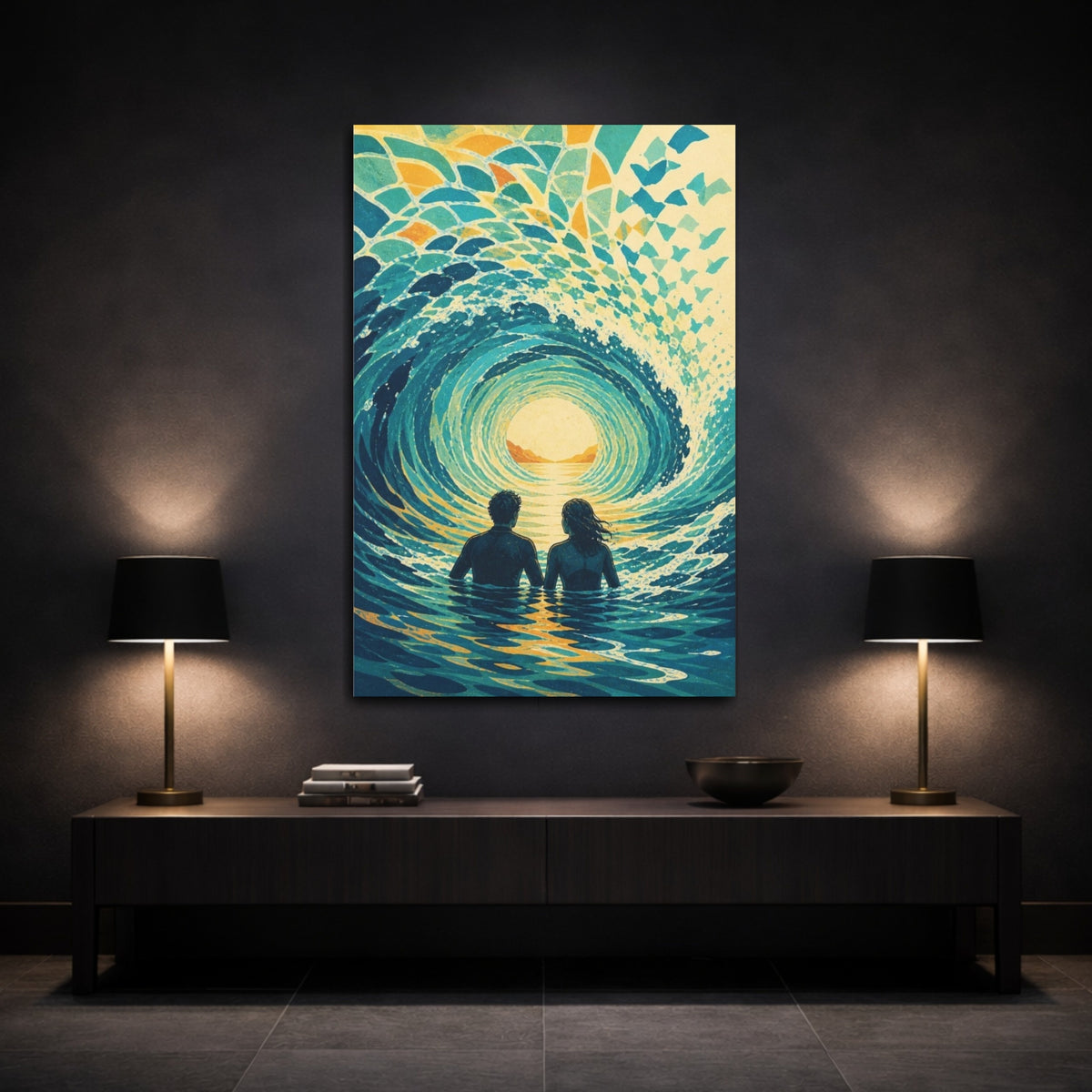 Mockup 3. Into The Ocean Tunnel shown as canvas print
