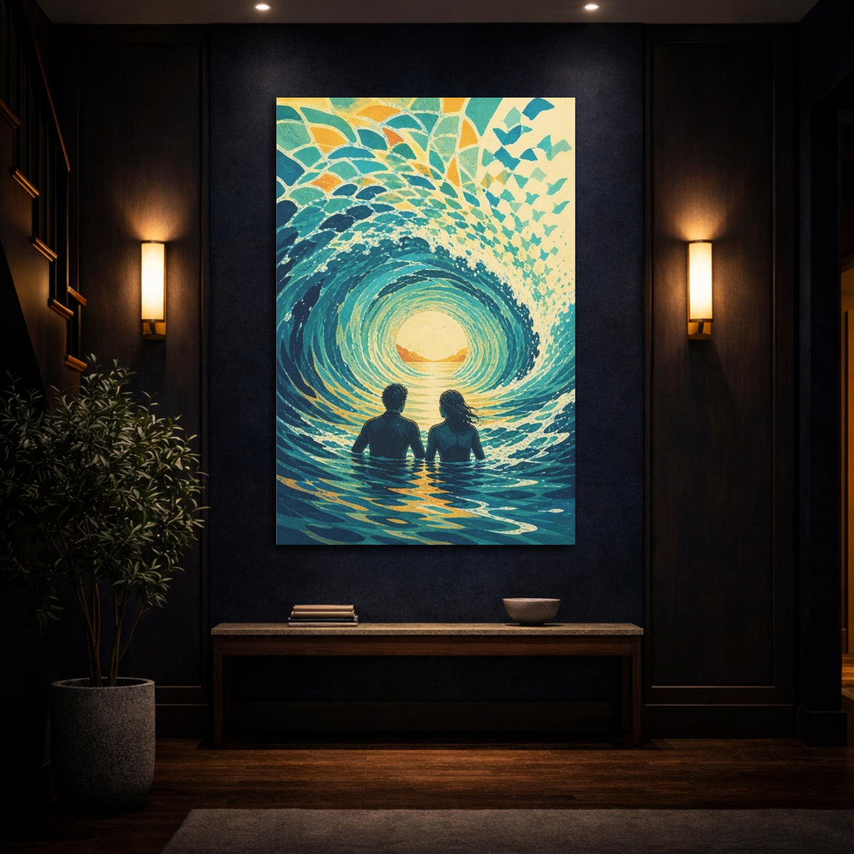 Mockup 4. Into The Ocean Tunnel shown as canvas print