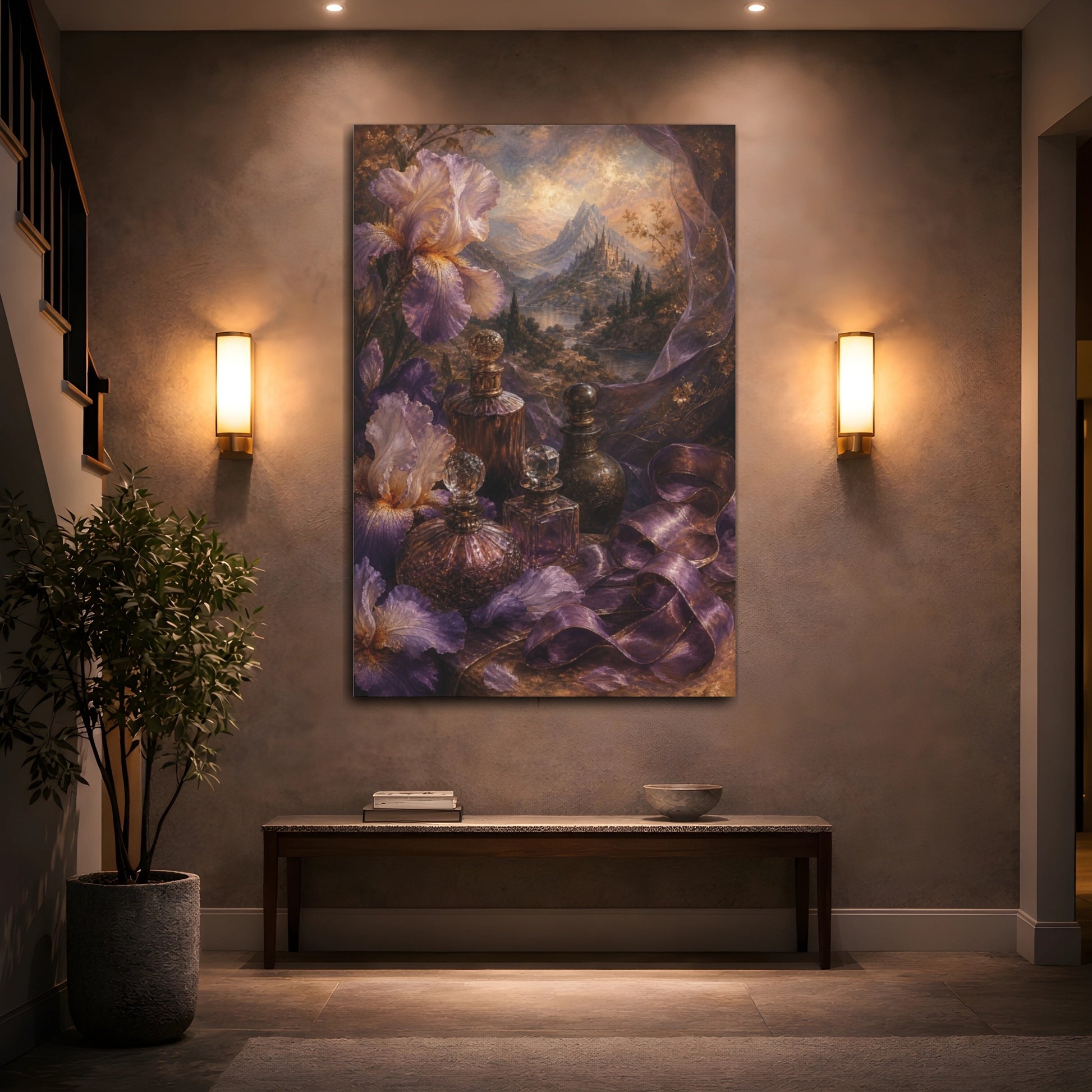 Mockup 2. Iris And Antique Perfumes shown as canvas print