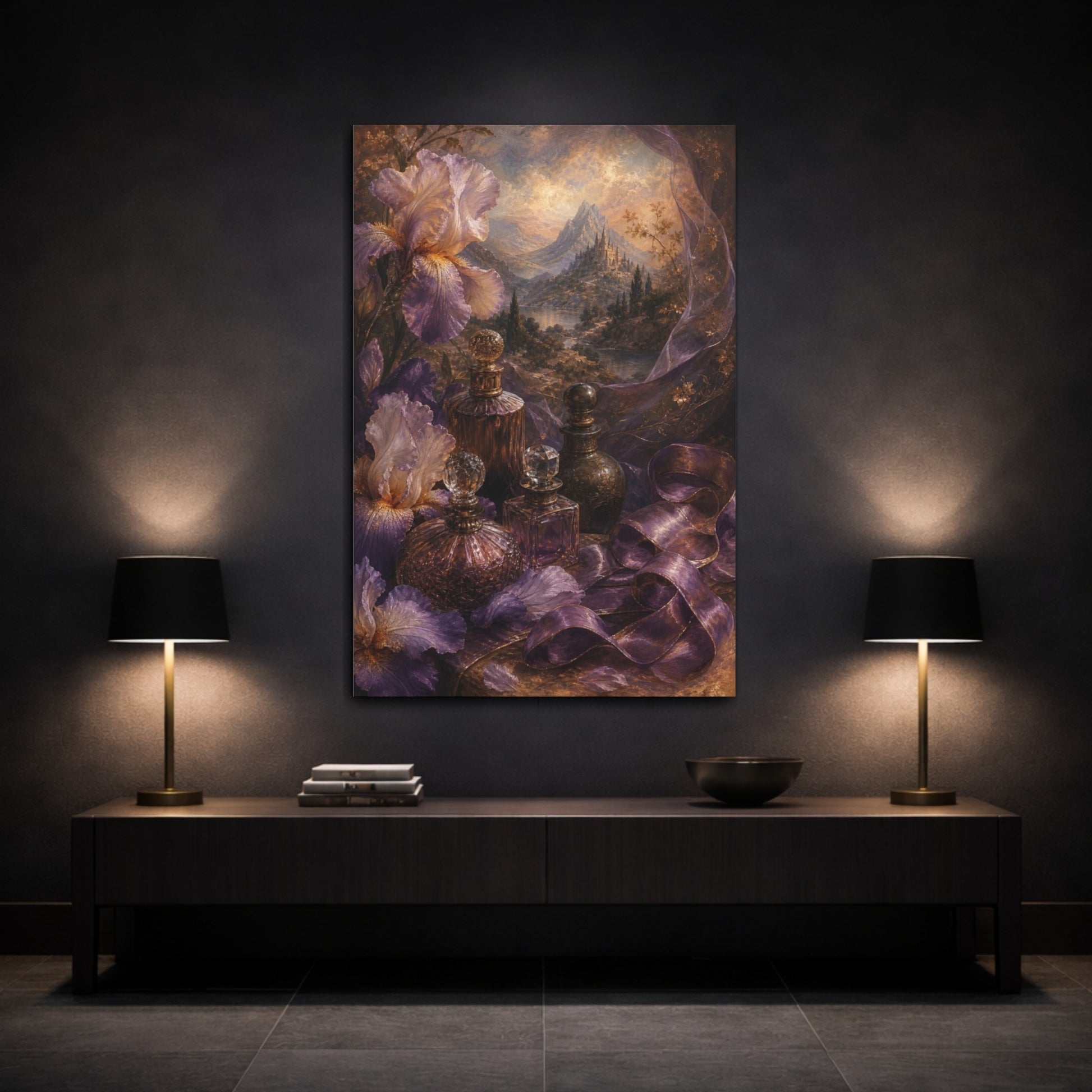 Mockup 3. Iris And Antique Perfumes shown as canvas print