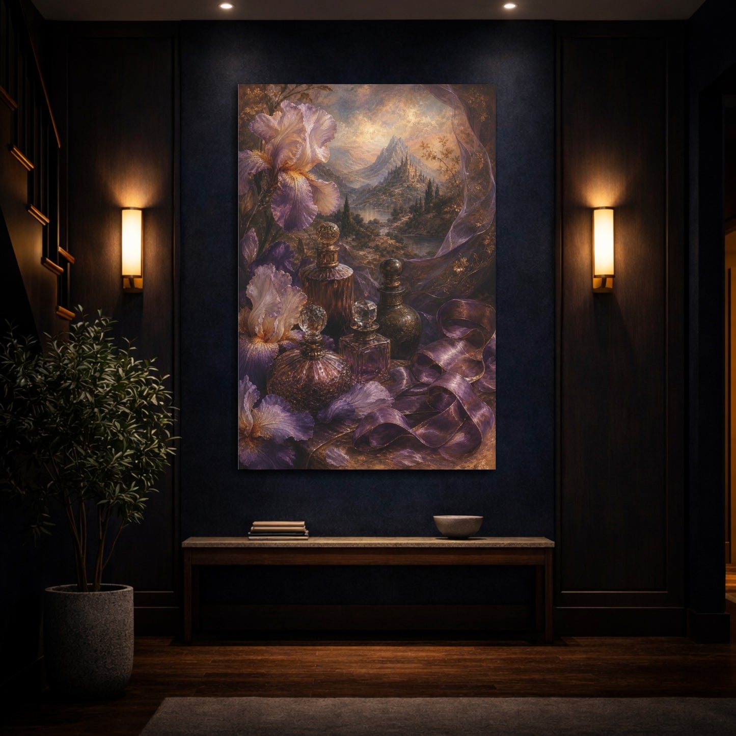 Mockup 4. Iris And Antique Perfumes shown as canvas print