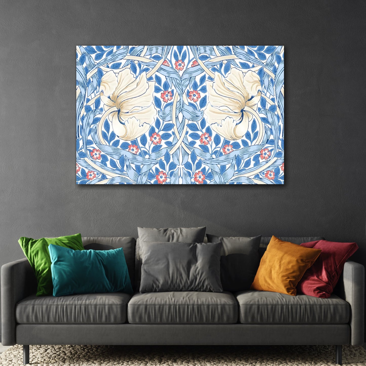 Iris Symphony in Blue Wall Art for Bedroom - A Pimpernel-Inspired Floral Canvas Print