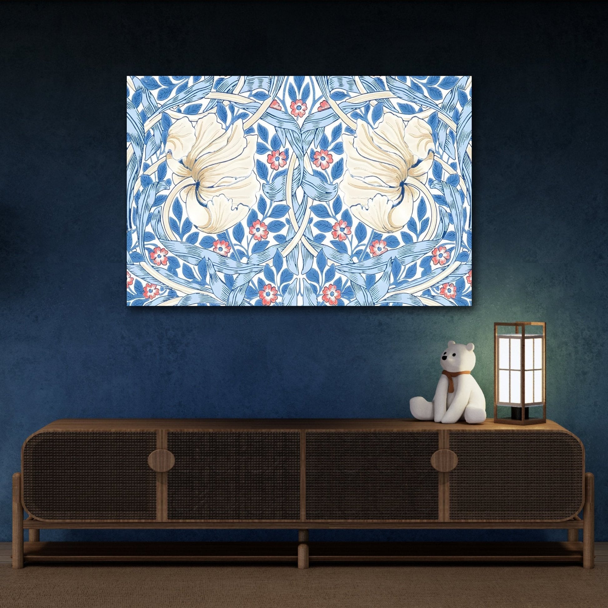 Iris Symphony in Blue Wall Art for Bedroom - A Pimpernel-Inspired Floral Canvas Print