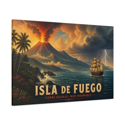 Main Mockup. Isla De Fuego Voyage shown as canvas print