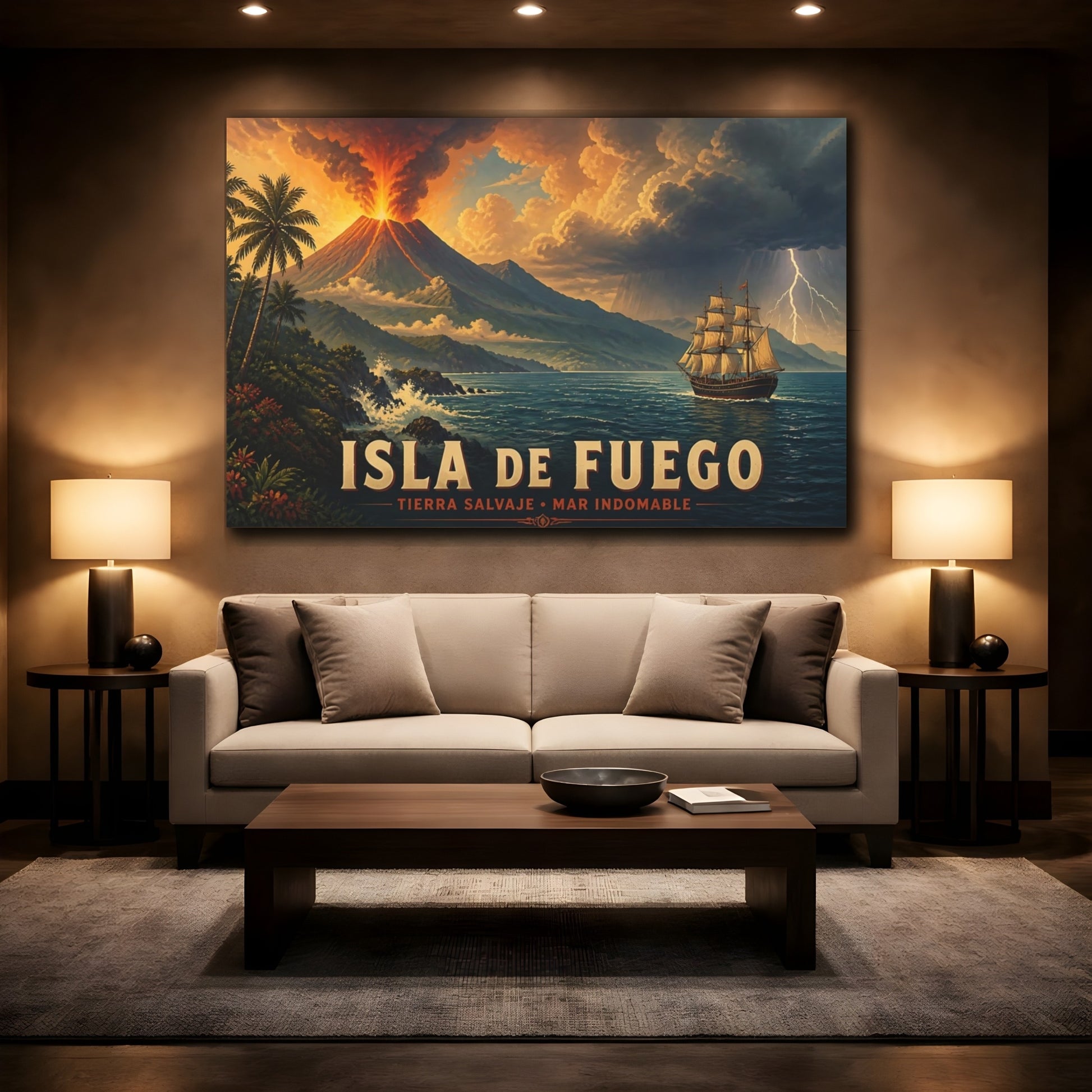 Mockup 2. Isla De Fuego Voyage shown as canvas print