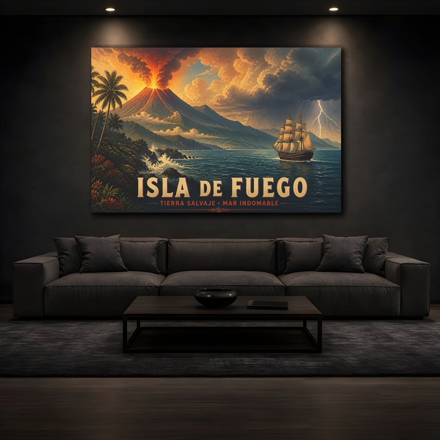 Mockup 3. Isla De Fuego Voyage shown as canvas print