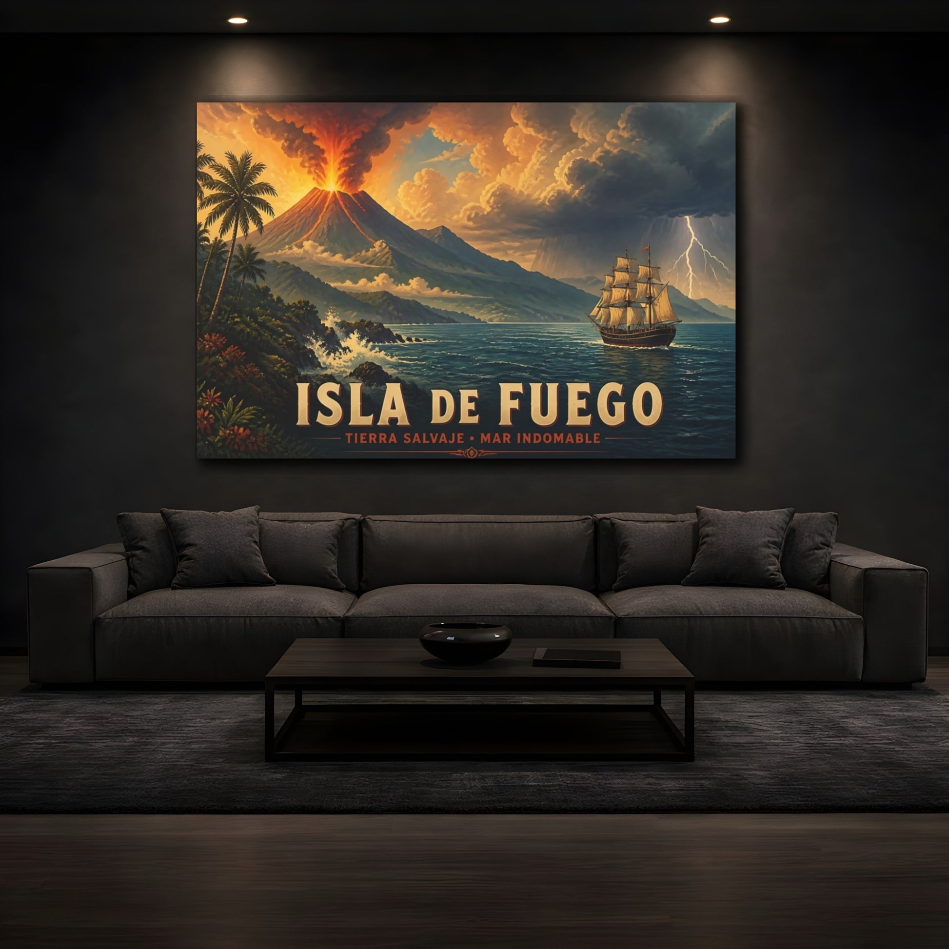 Mockup 3. Isla De Fuego Voyage shown as canvas print