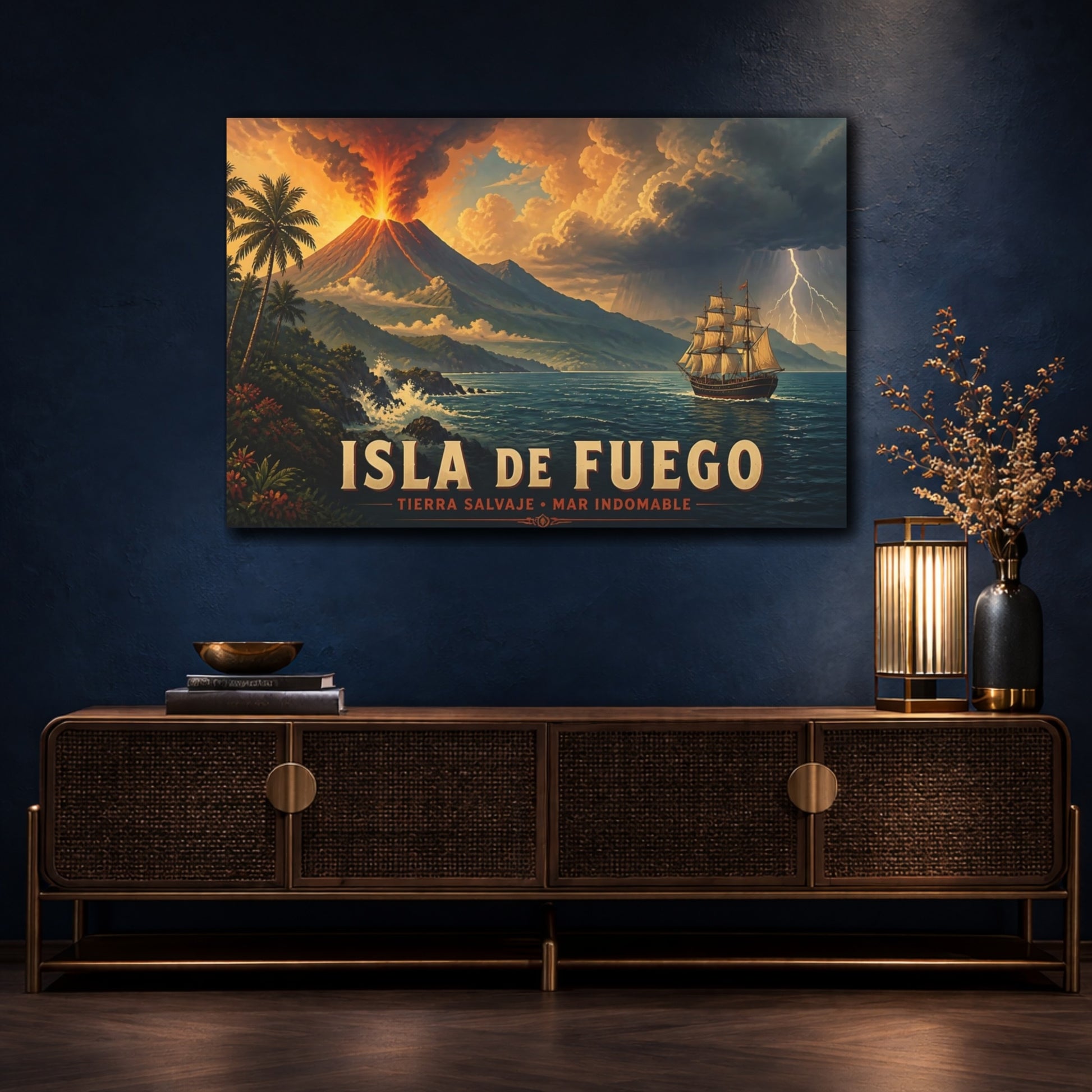 Mockup 4. Isla De Fuego Voyage shown as canvas print