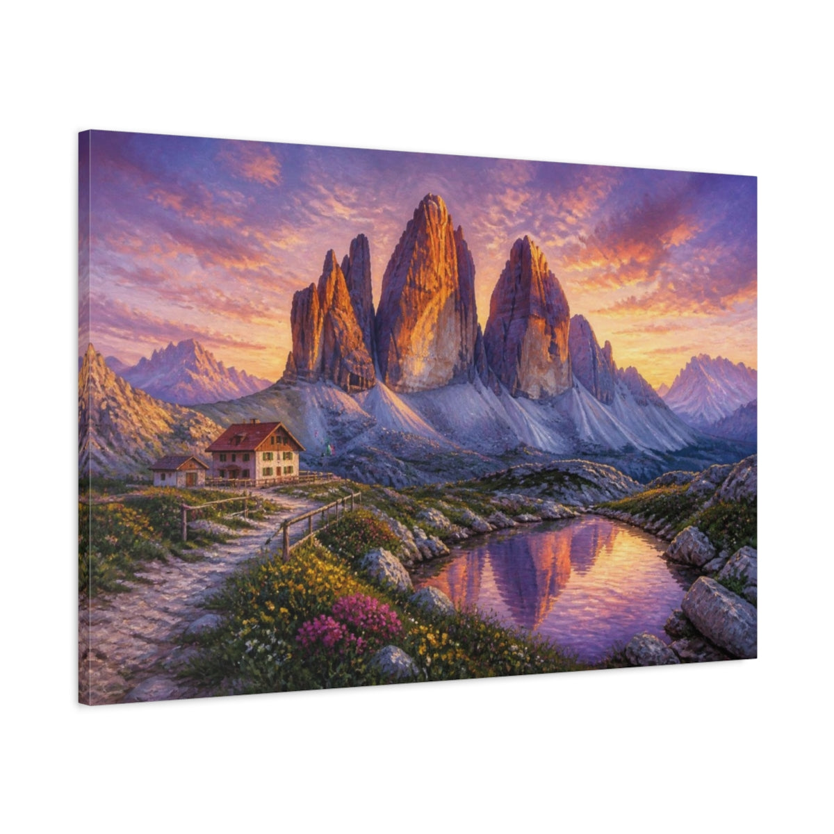 Main Mockup. Italian Alpine Peaks shown as canvas print